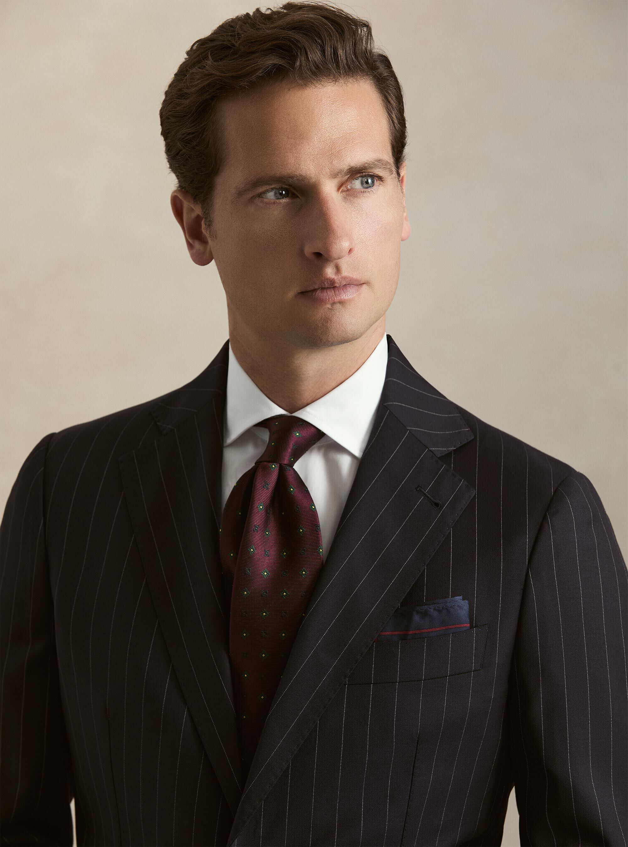 Giacca abito gessato in pura lana Vitale Barberis Canonico, BLU NAVY