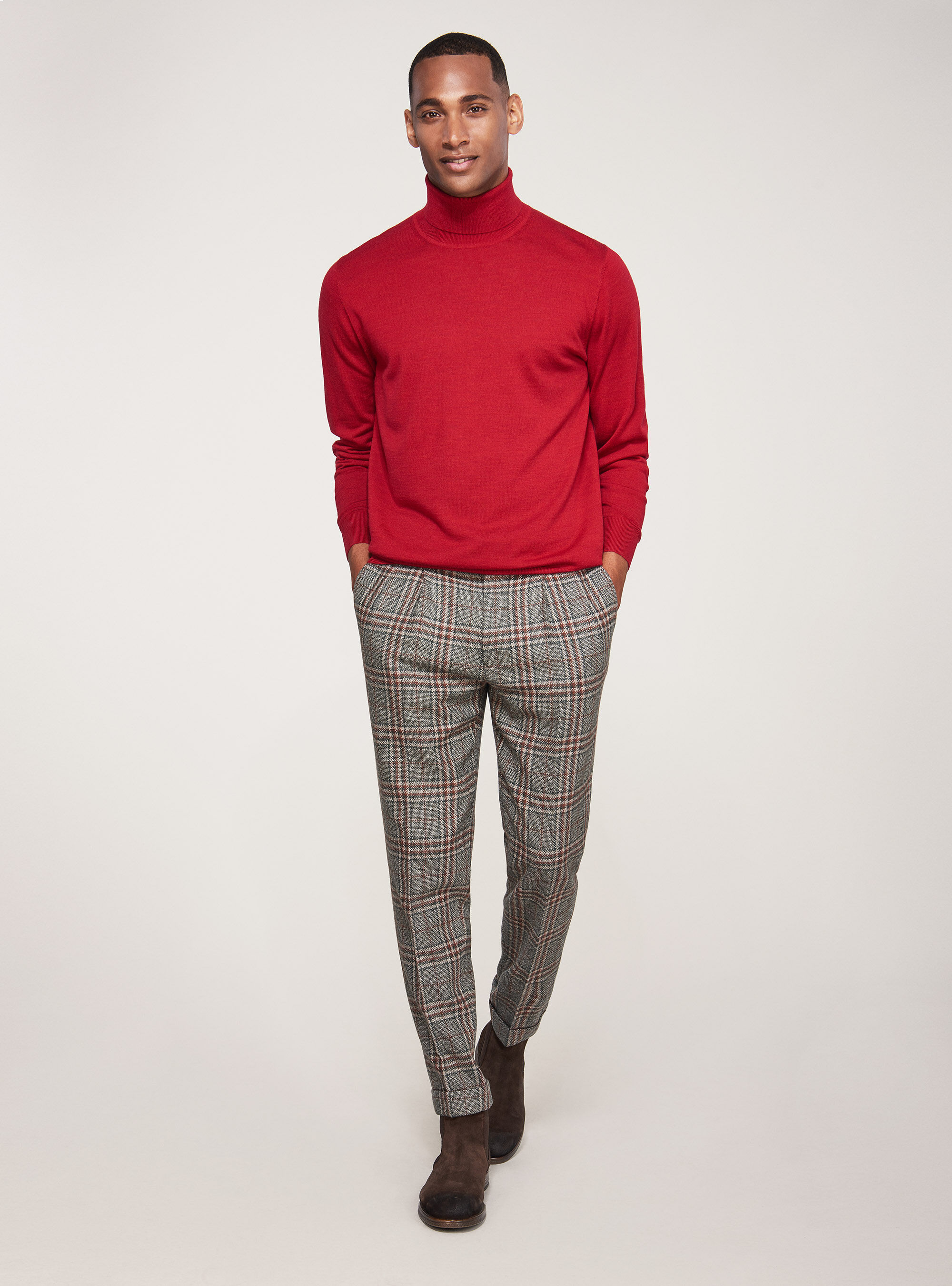 Red wool turtleneck sweater on sale