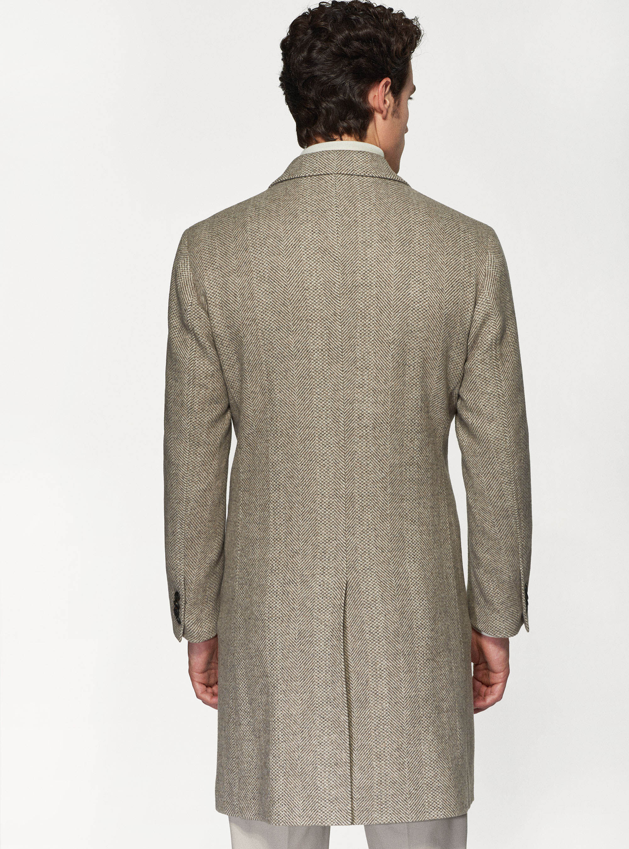 Herringbone wool blend coat