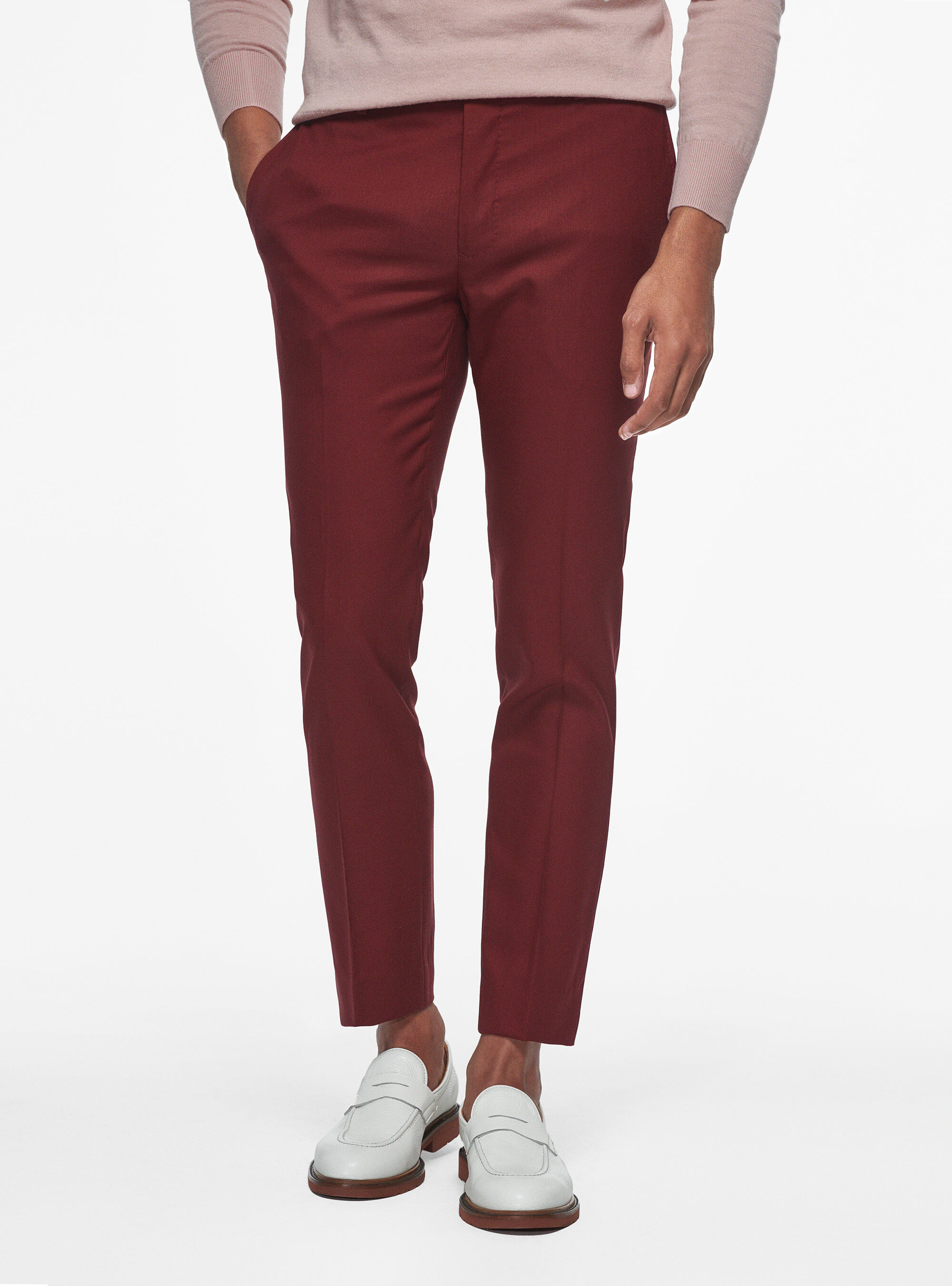 Pantalones burdeos hombre clearance
