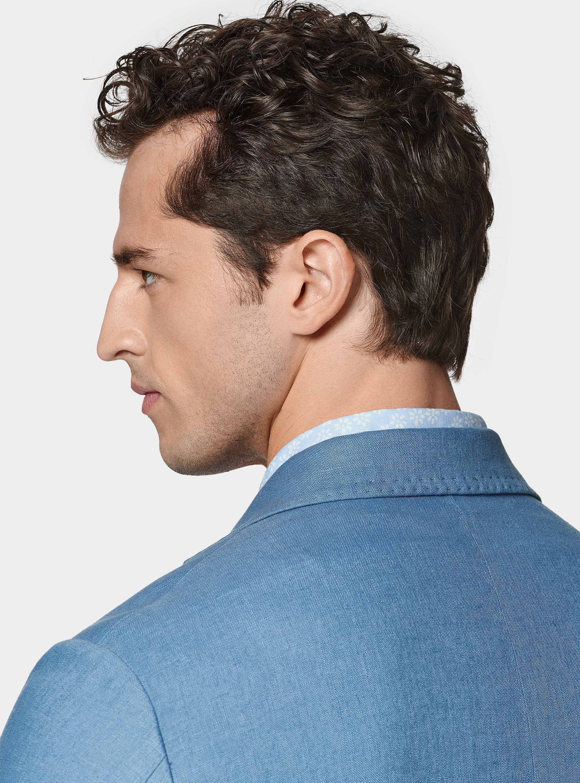 Pure linen suit blazer, AZZURRO POLVERE 0283C