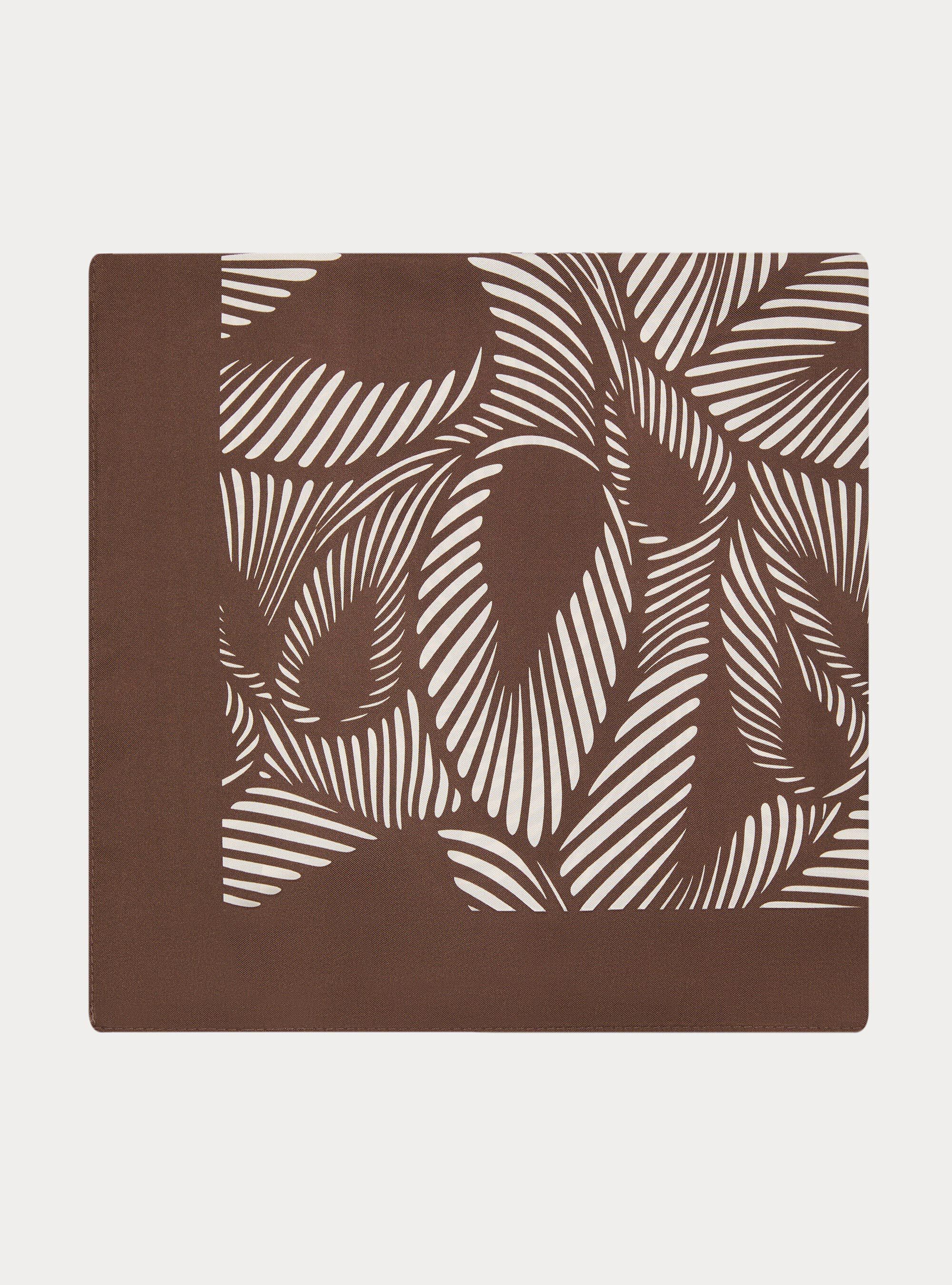 Foulard stampato in seta fantasia, BROWN
