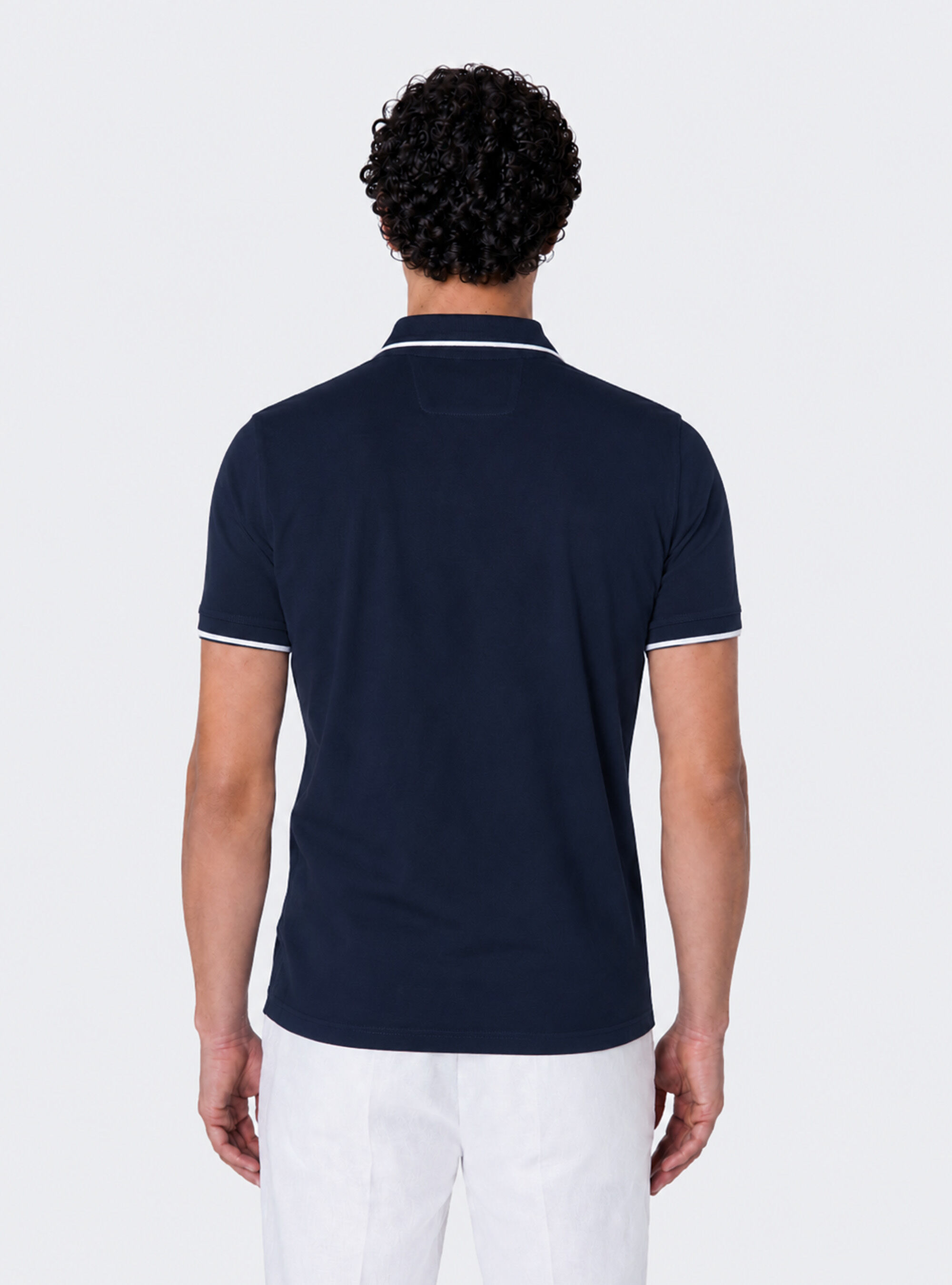 Polo GT01 senza bottoni in piquet stretch, BLU NAVY