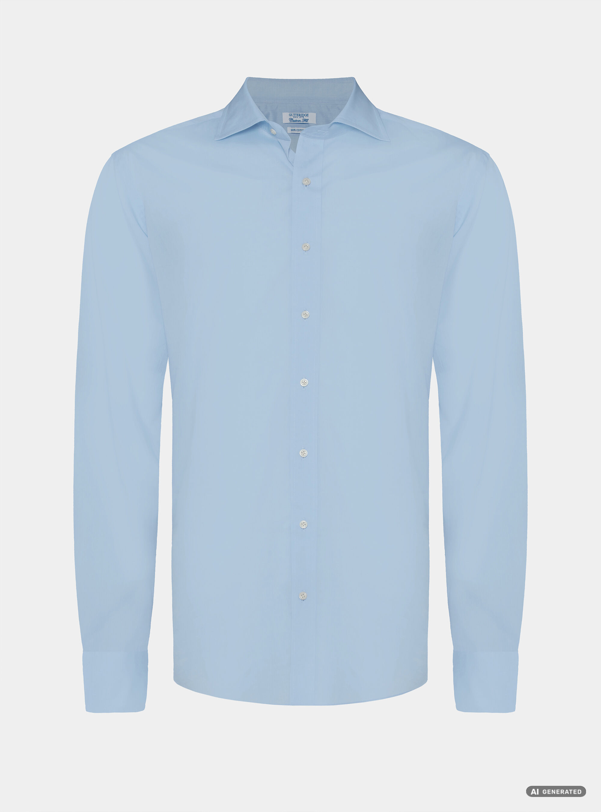 Custom-fit cotton poplin shirt, LIGHT BLUE