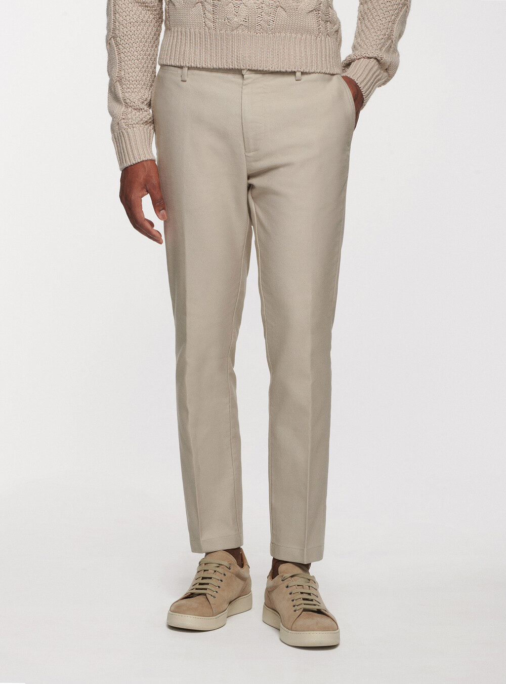 Pantalon chino Homme beige en coton