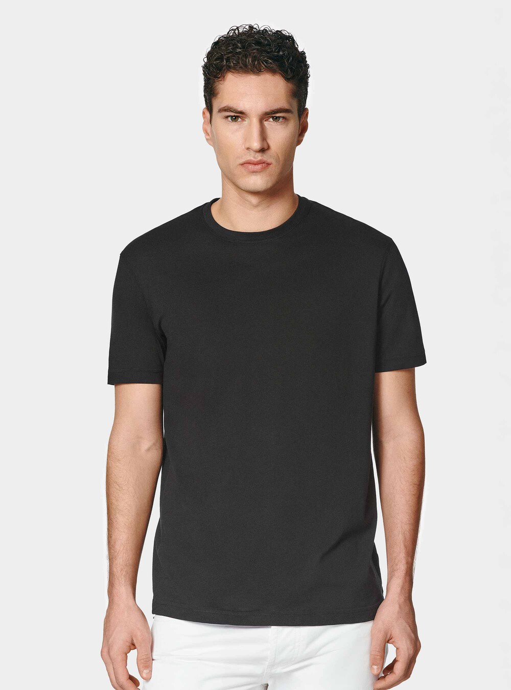T-shirt mezza manica in cotone Supima, NERO T-shirt mezza manica in cotone Supima