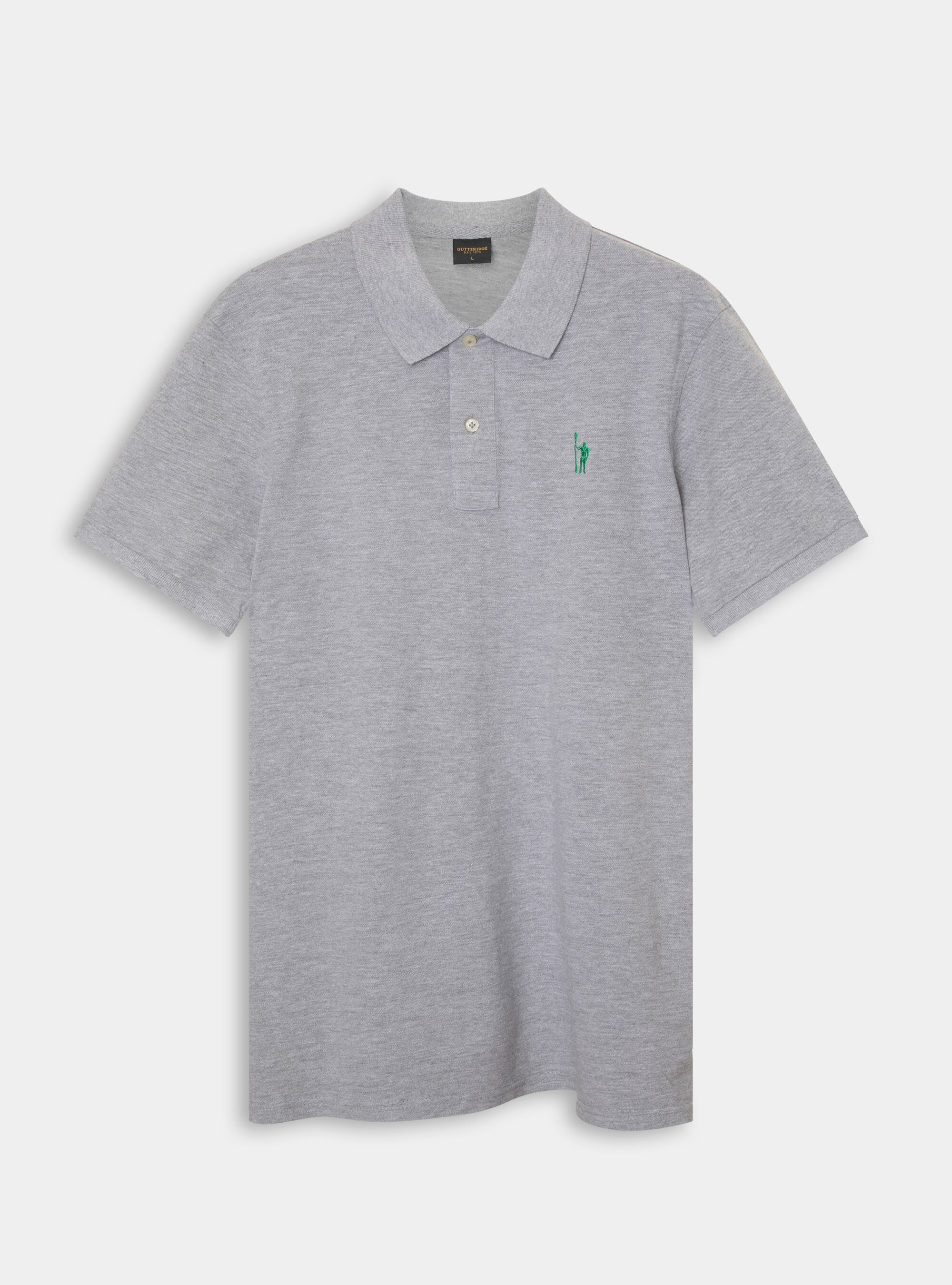 Classic cotton pique polo with embroidery, GREY