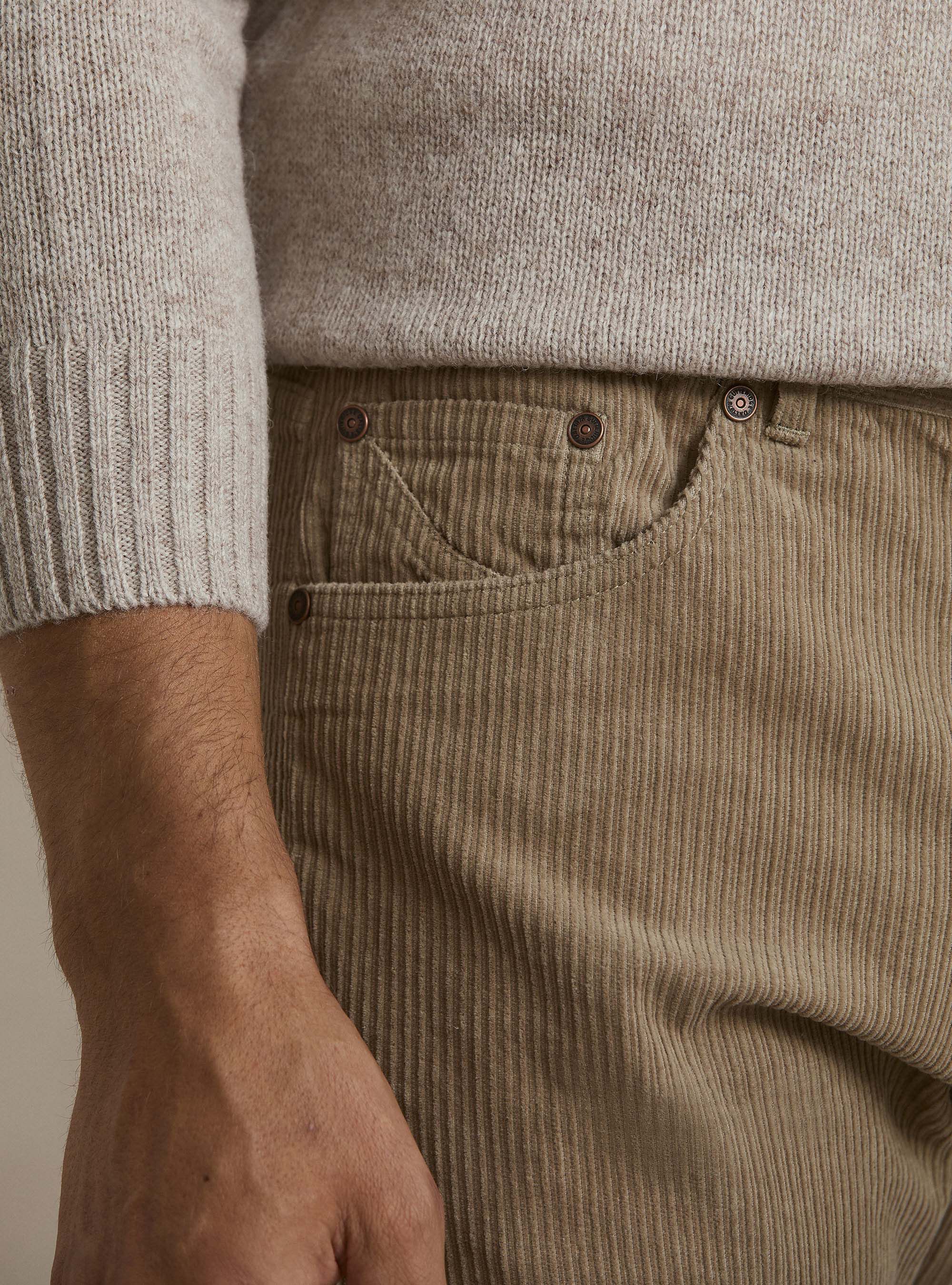 Pantaloni 5 tasche in velluto, SABBIA