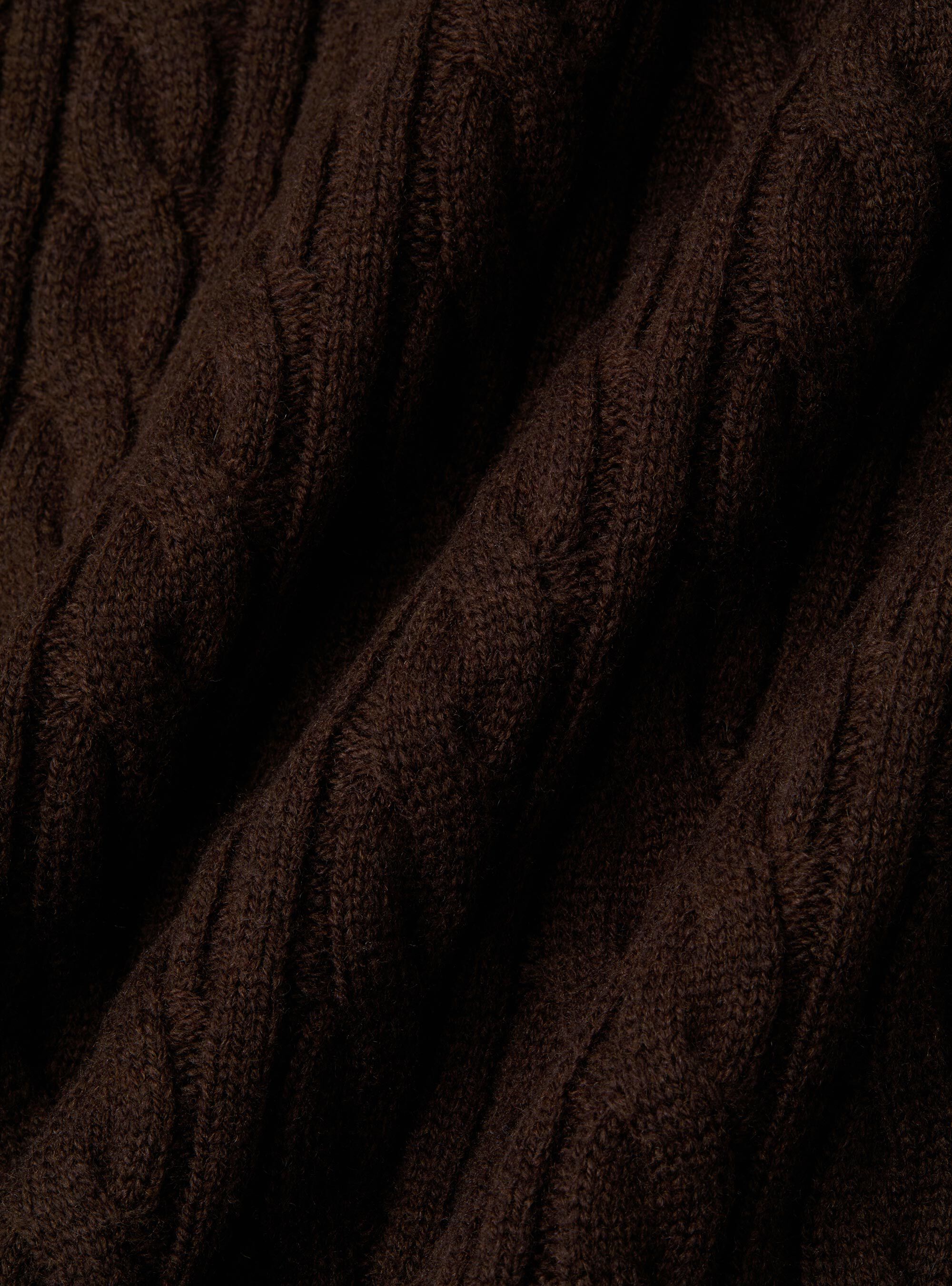 Maglia collo mock con trecca in misto lana, MARRONE