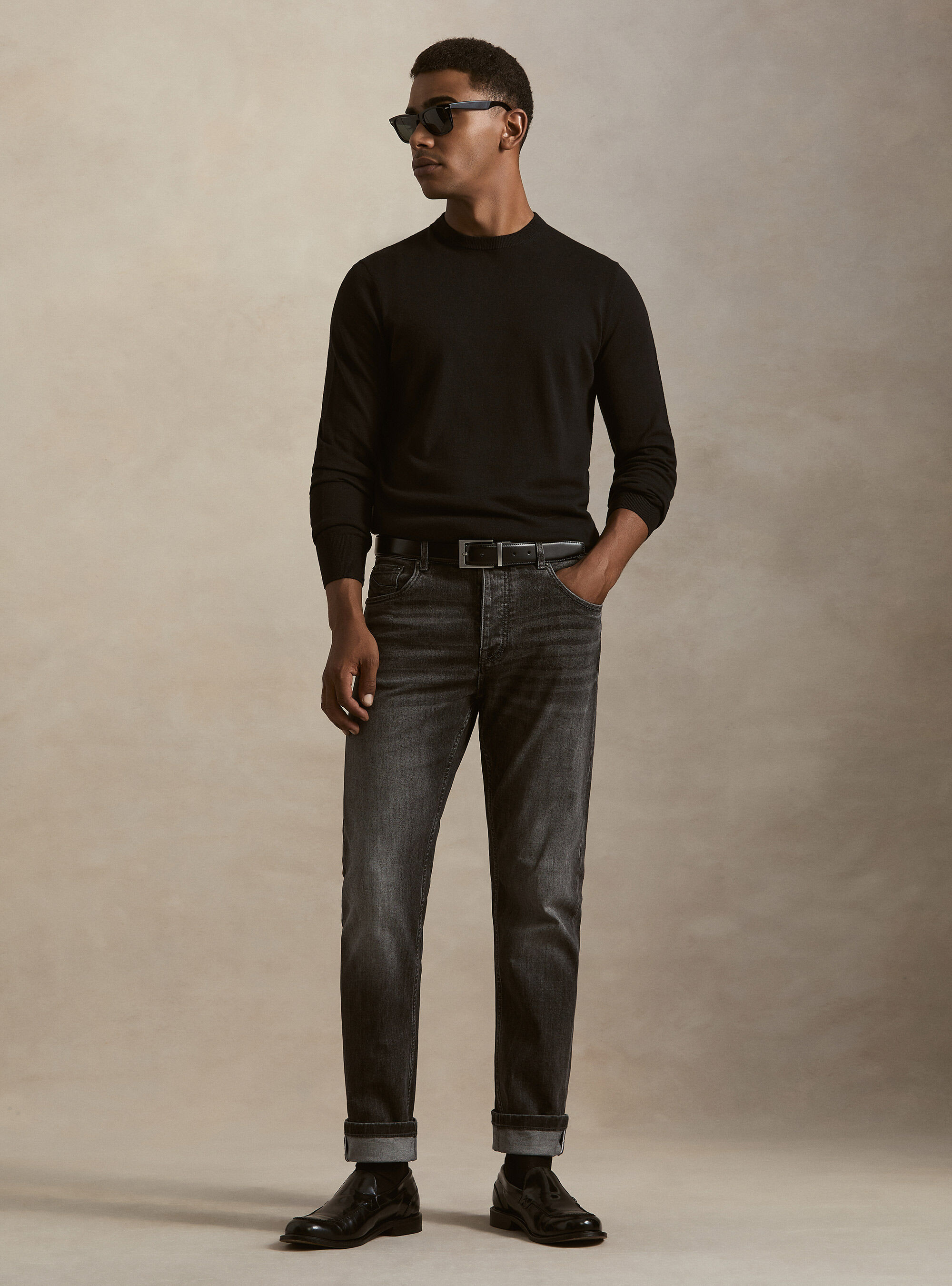 Maglia girocollo in cotone seta e cashmere