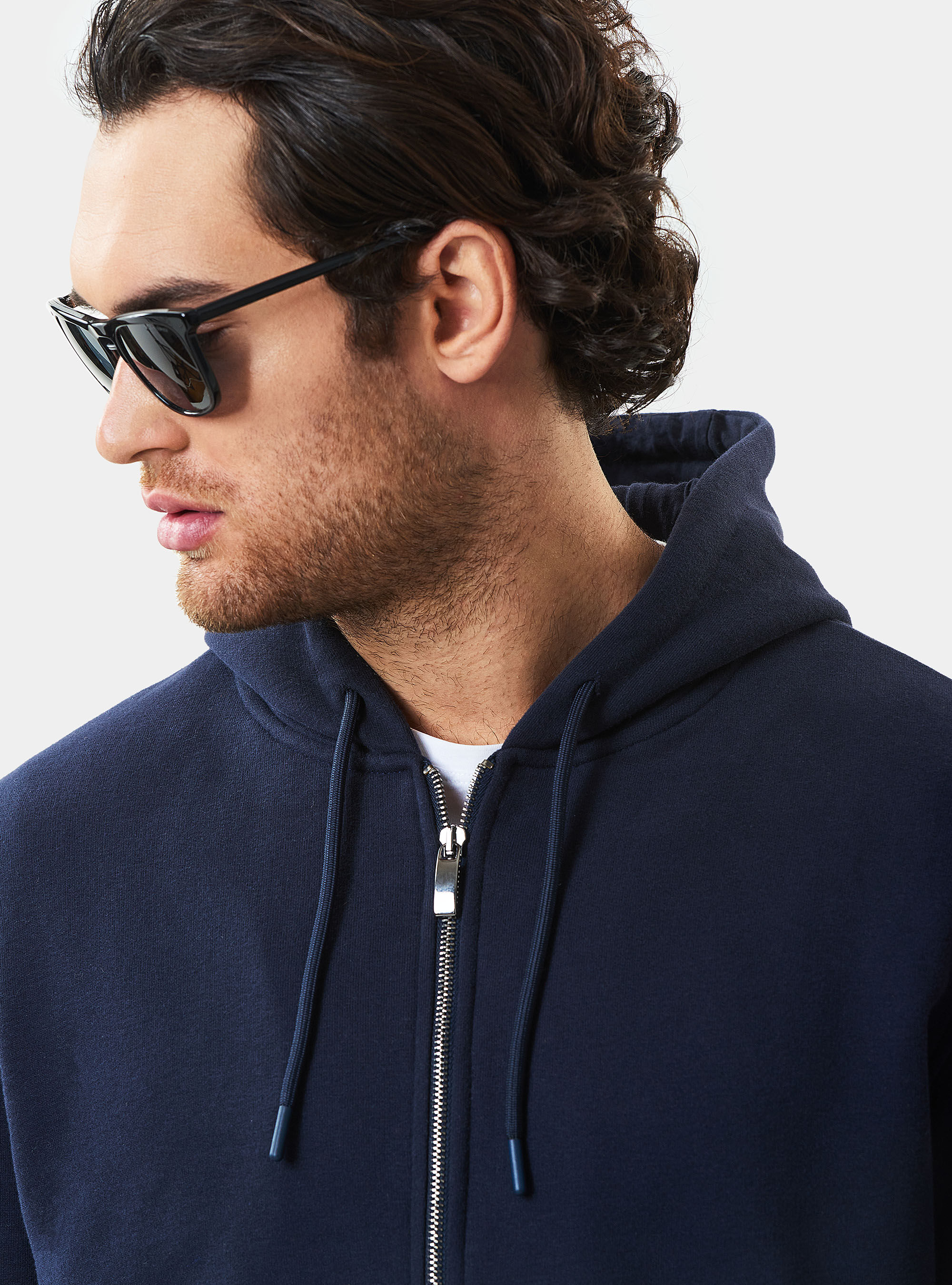 navy sweatshirt cardigan