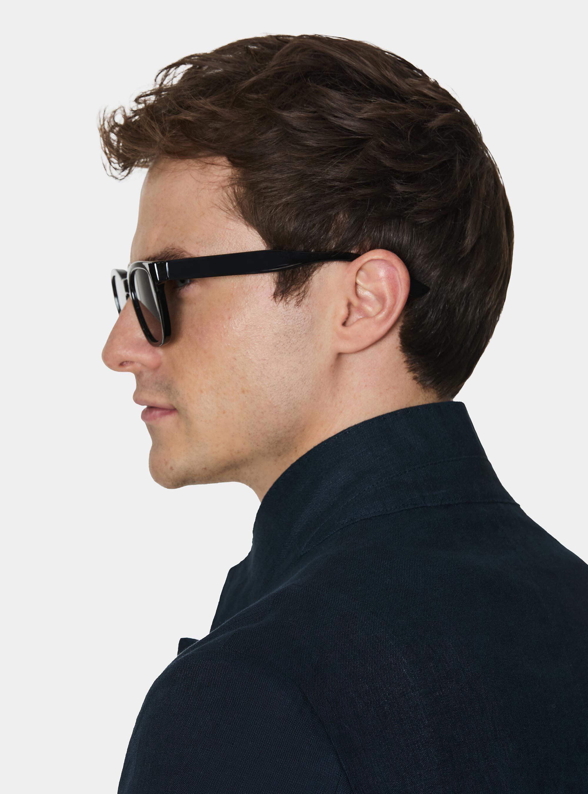 Korean blazer in pure linen, NAVY BLUE