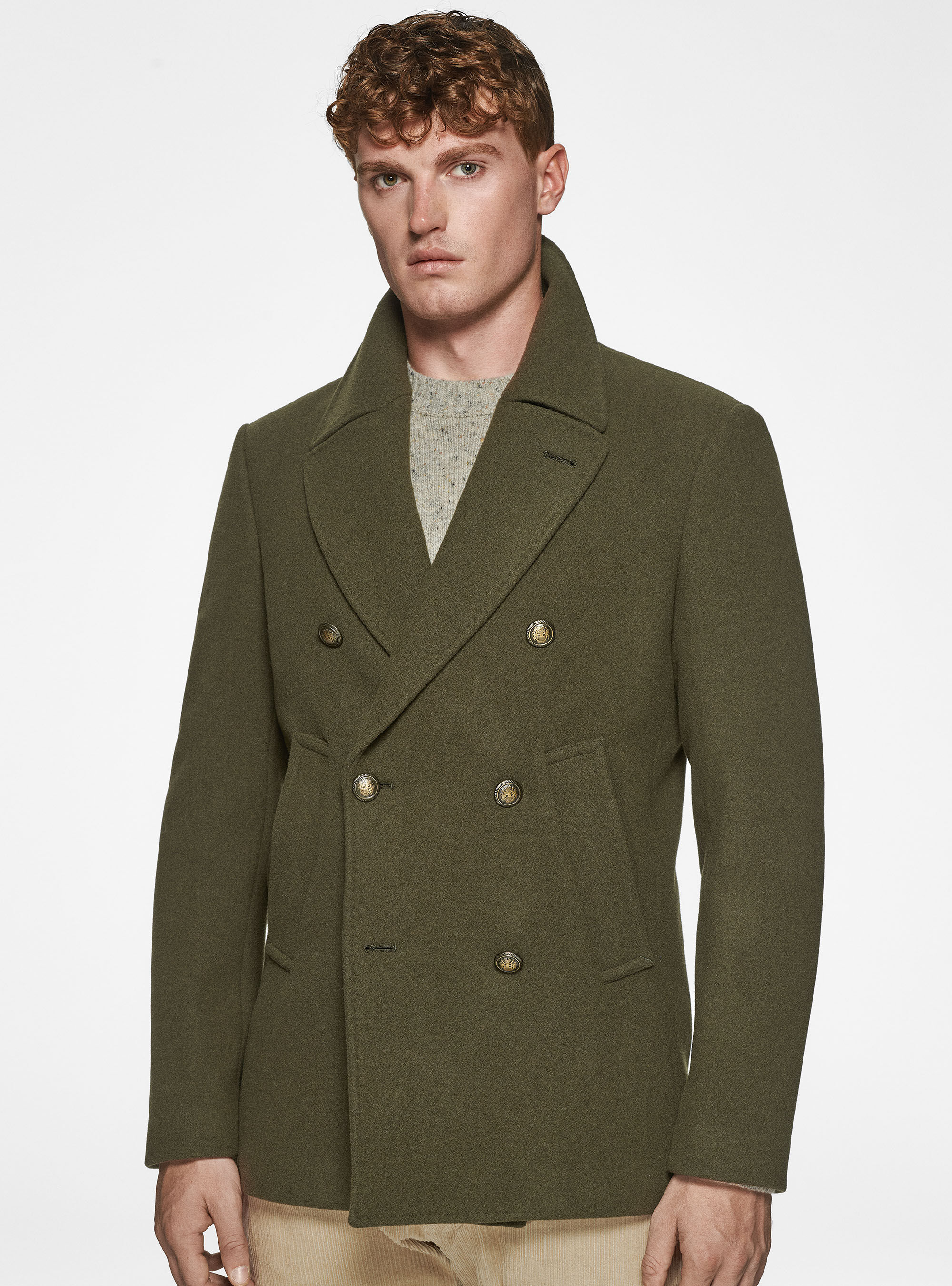 Wool blend double breasted peacoat on sale