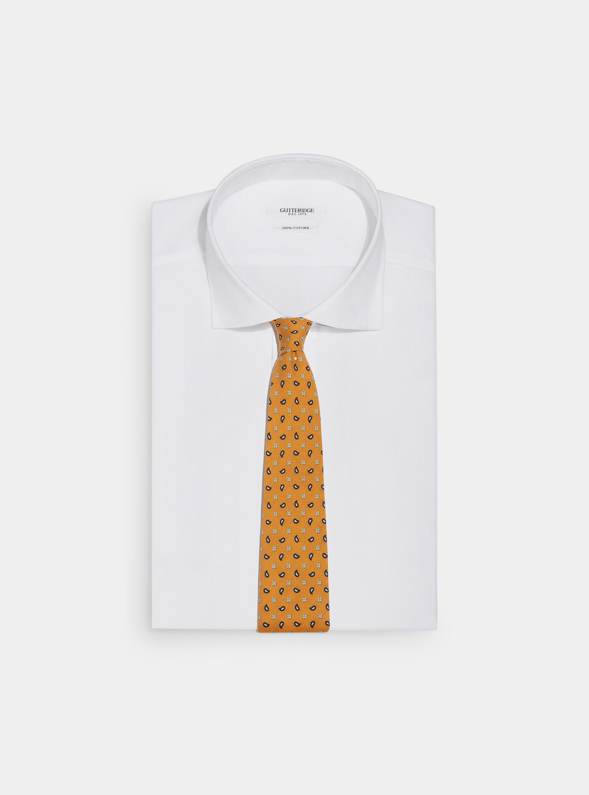 Cravatta in lana con stampa paisley, SENAPE 0715C