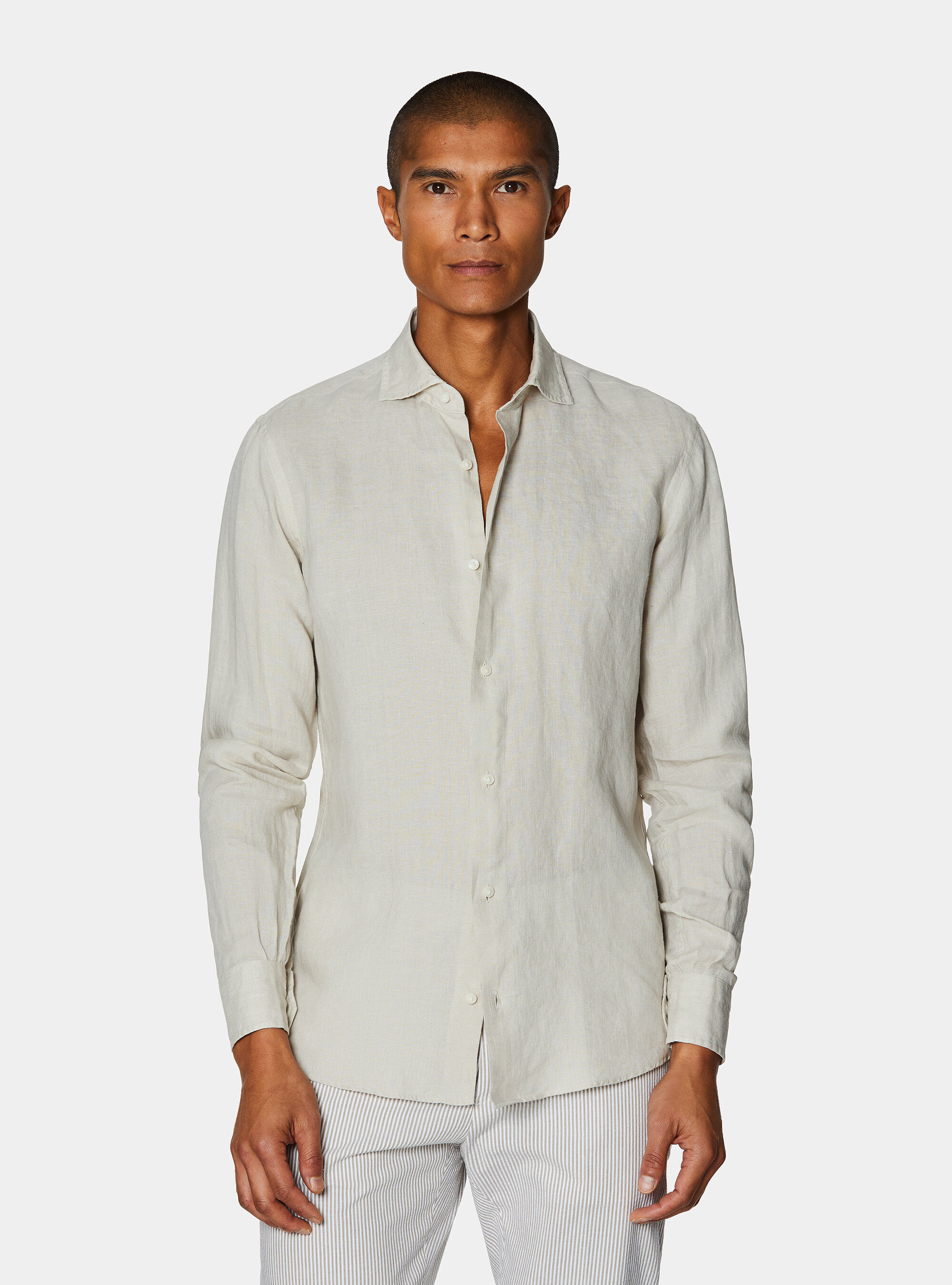 Camicia in puro lino, ECRU 0536C