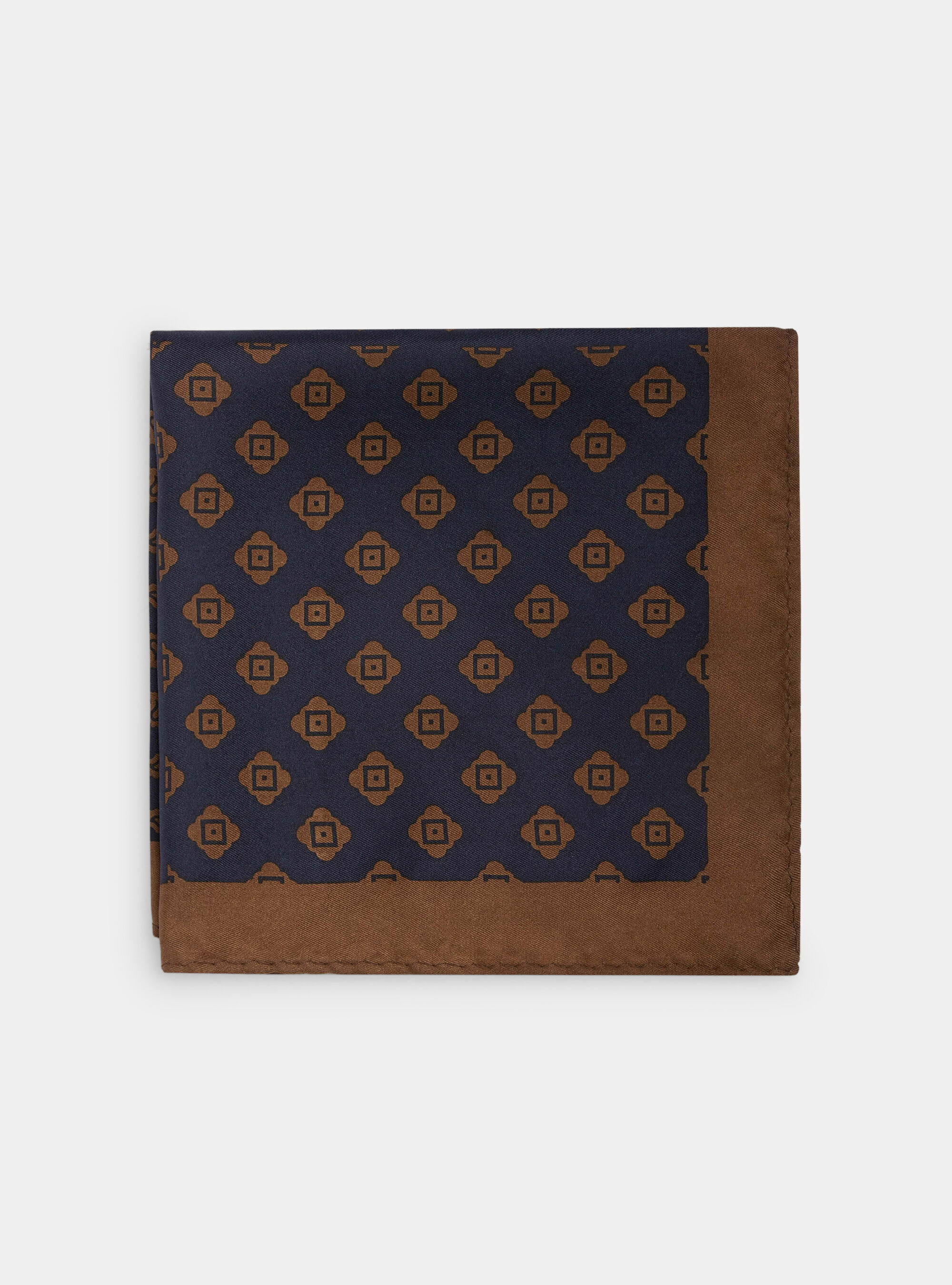 Pochette in seta stampata double face, MARRONE