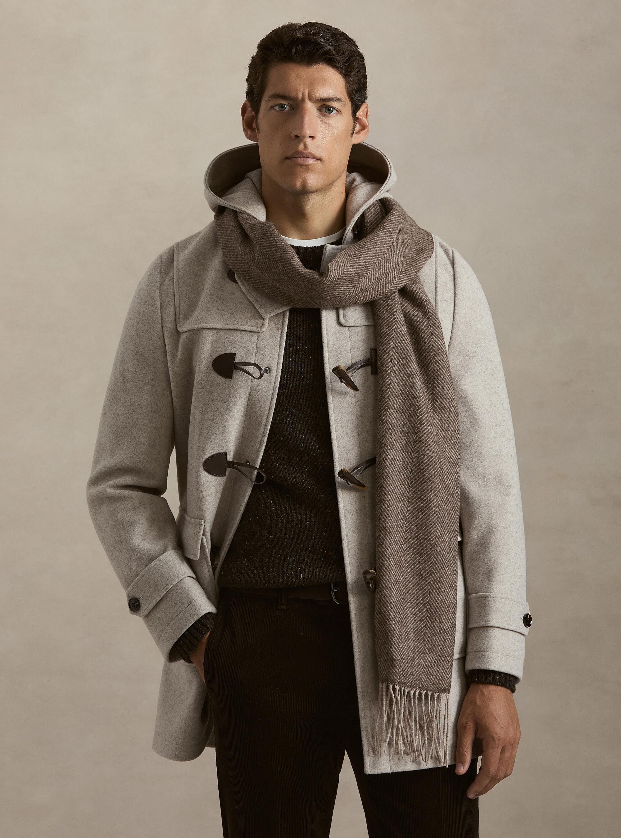 Montgomery con cappuccio in misto lana