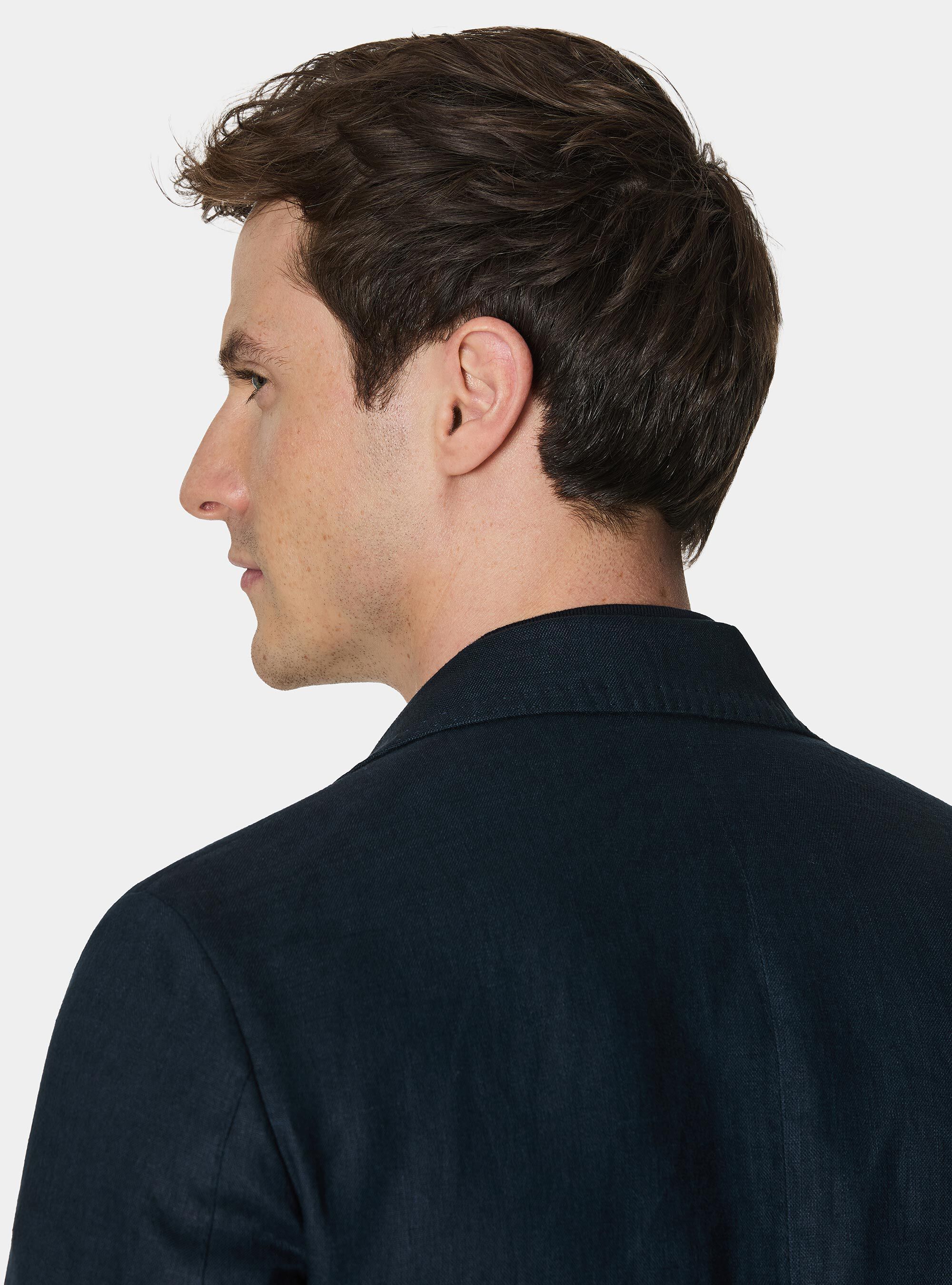 Pure linen suit blazer, NAVY BLUE