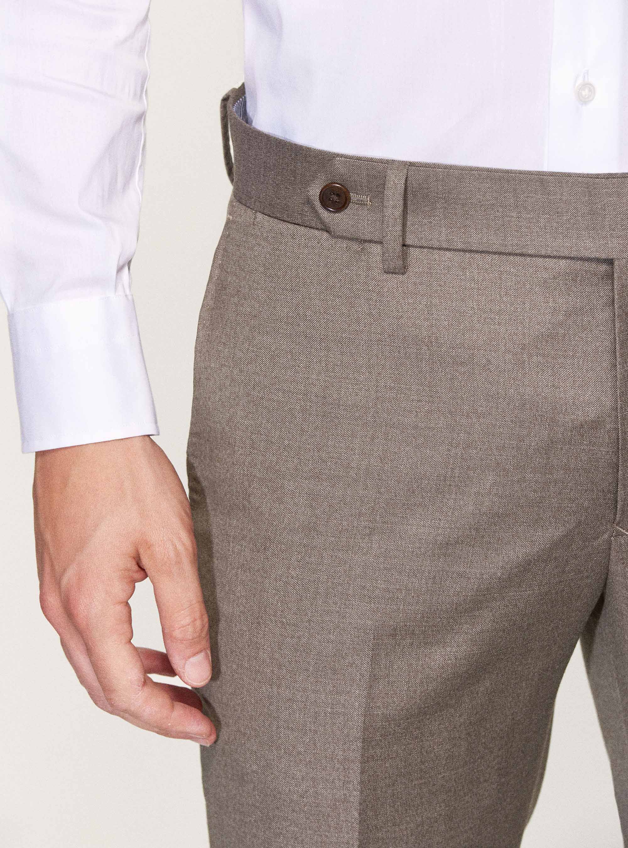 Pantaloni per abito in pura lana superfine 110's Vitale Barberis Canonico, SABBIA