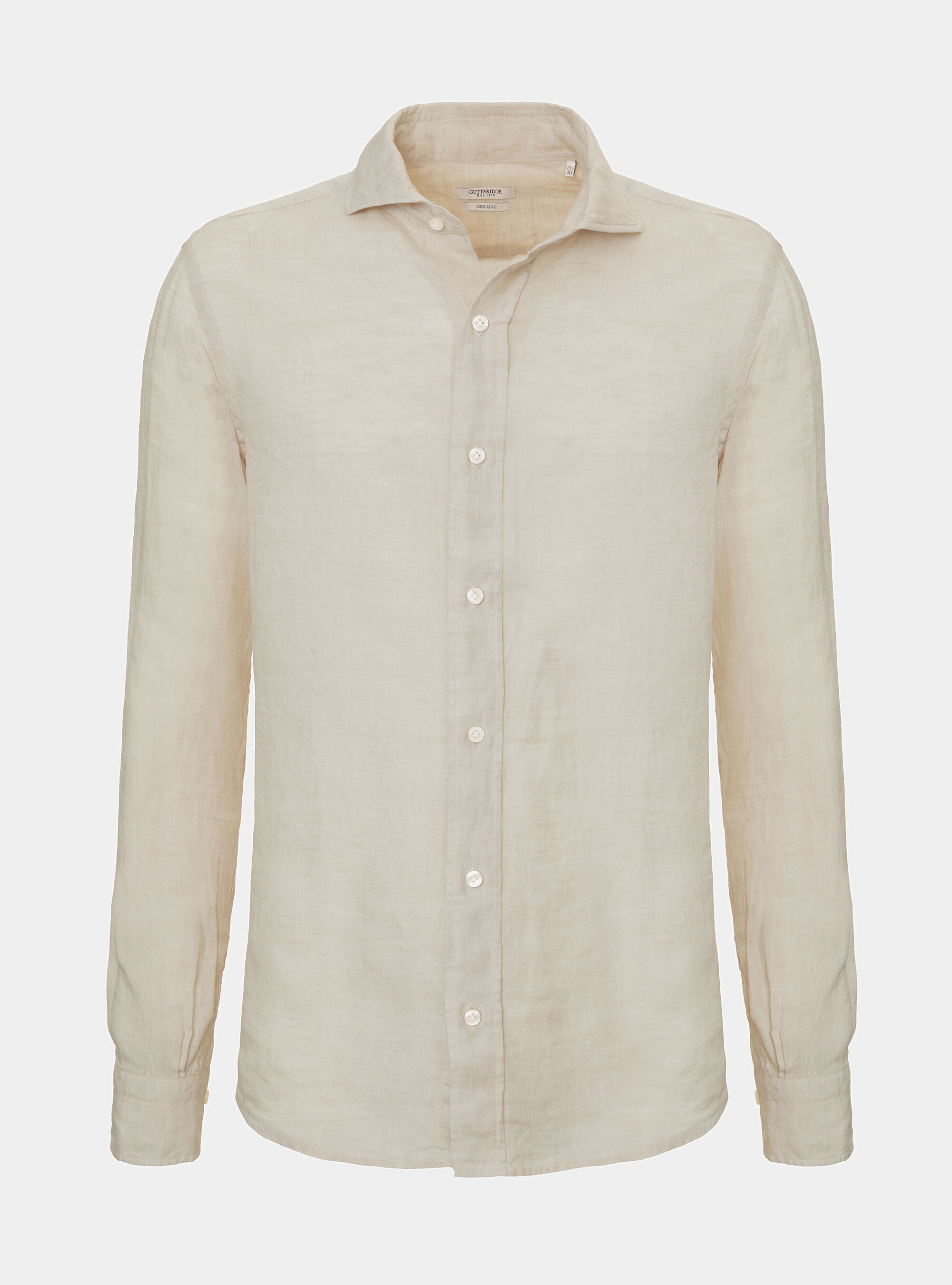 Camicia collo francese in lino, SABBIA