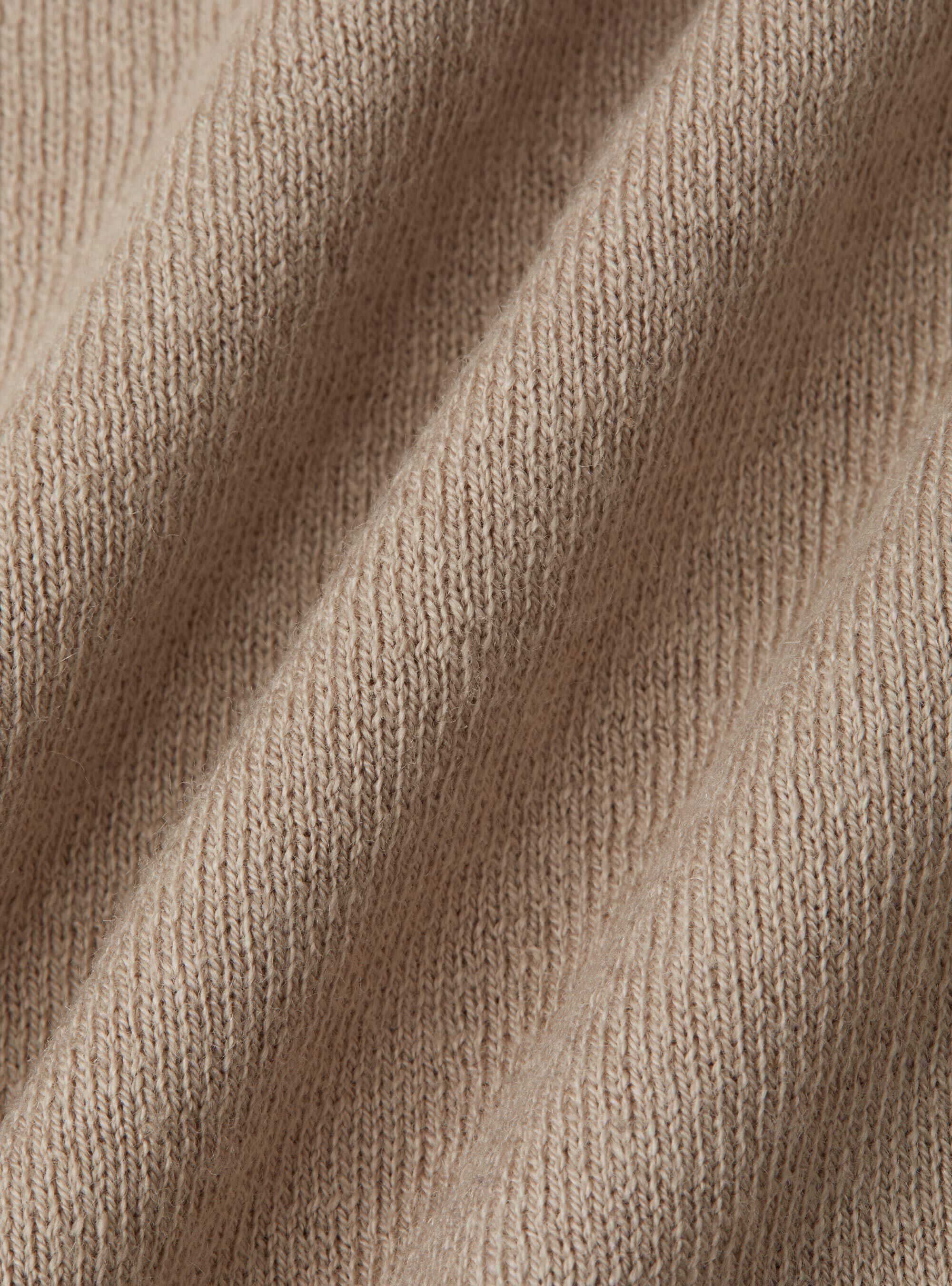 Col roul&eacute; en coton et cachemire, SABLE