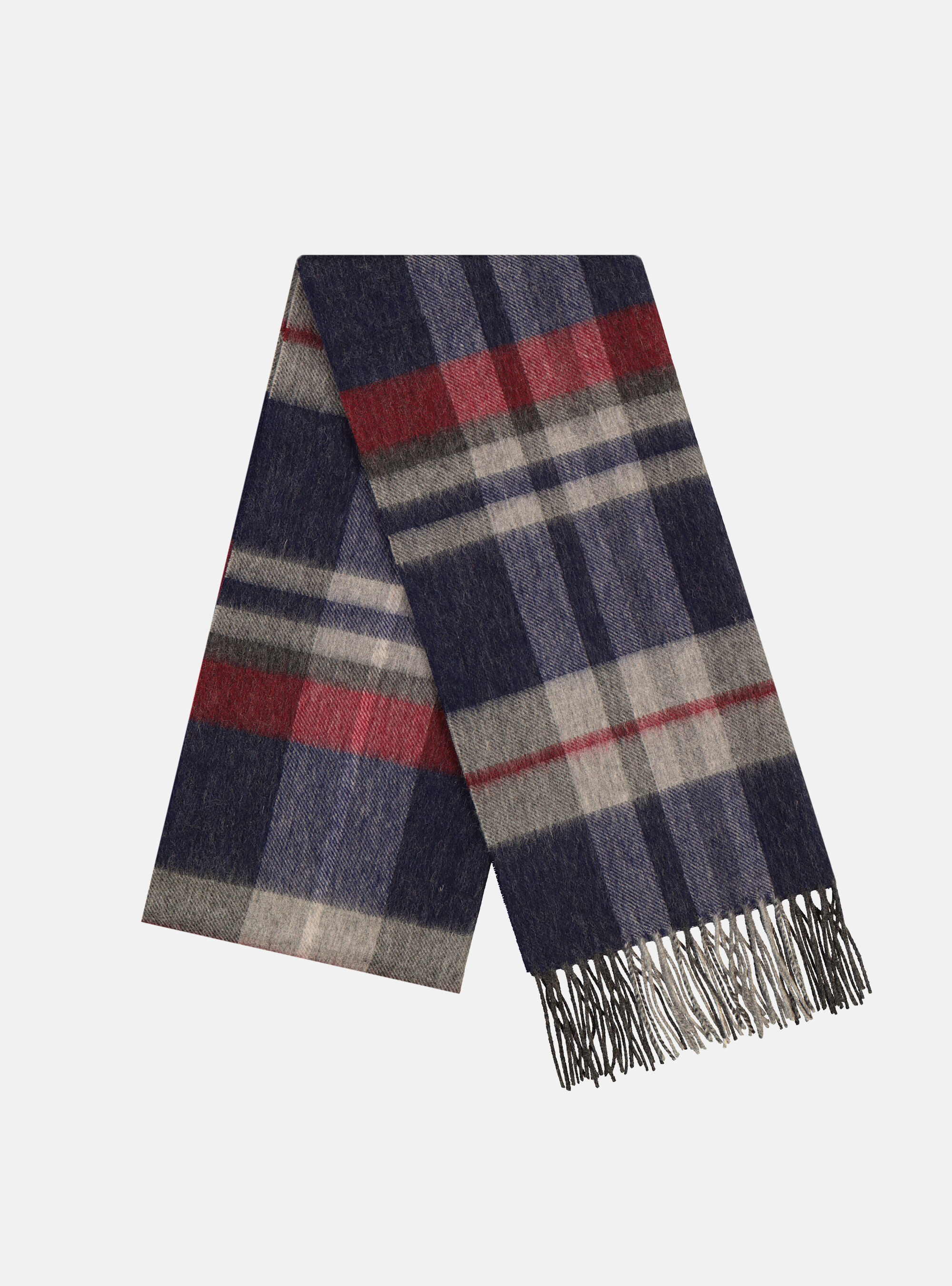 Checked wool and cashmere scarf, BLUE