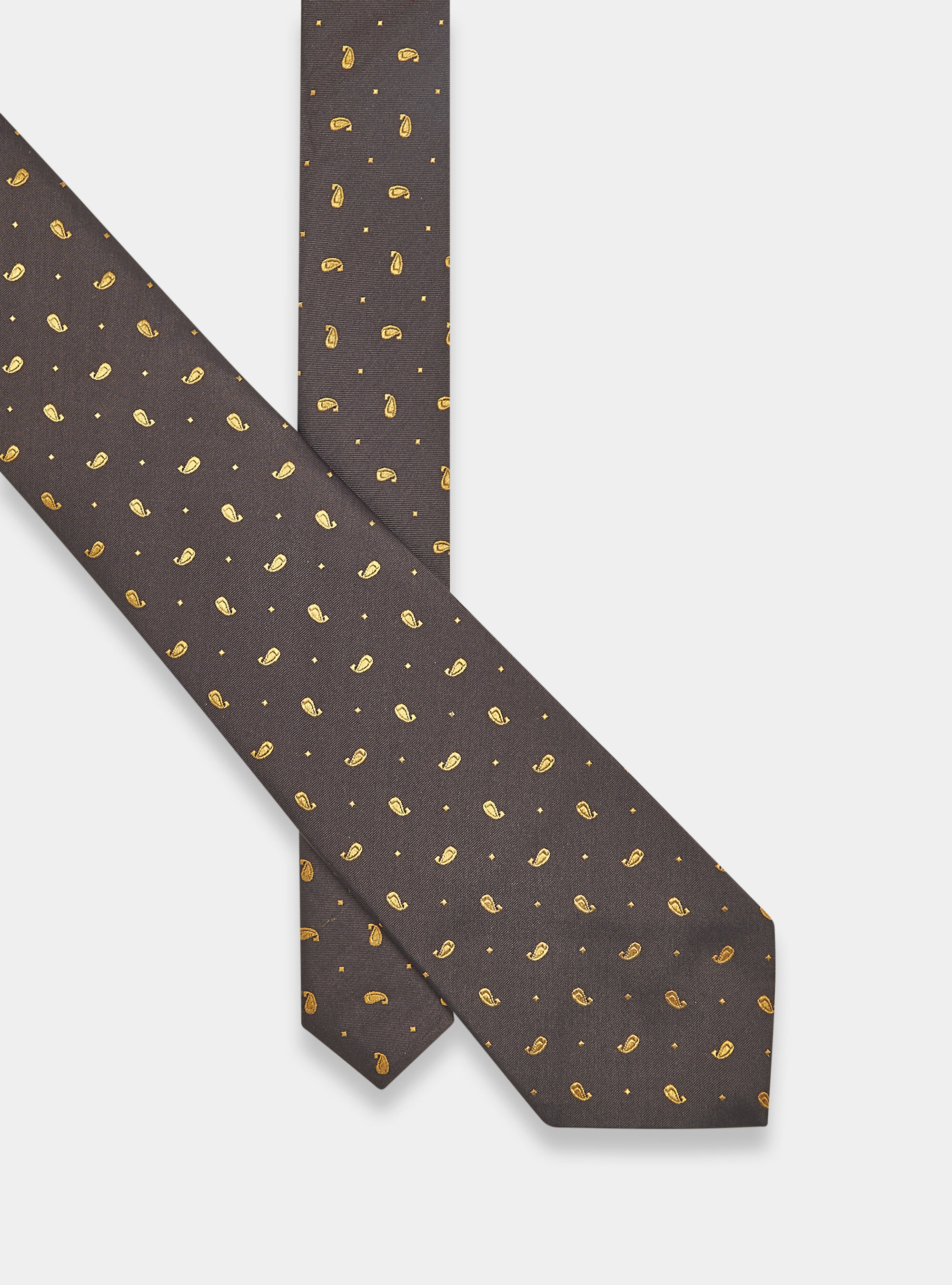 Corbata de seda jacquard, MARRONE/ARANCIO BB3