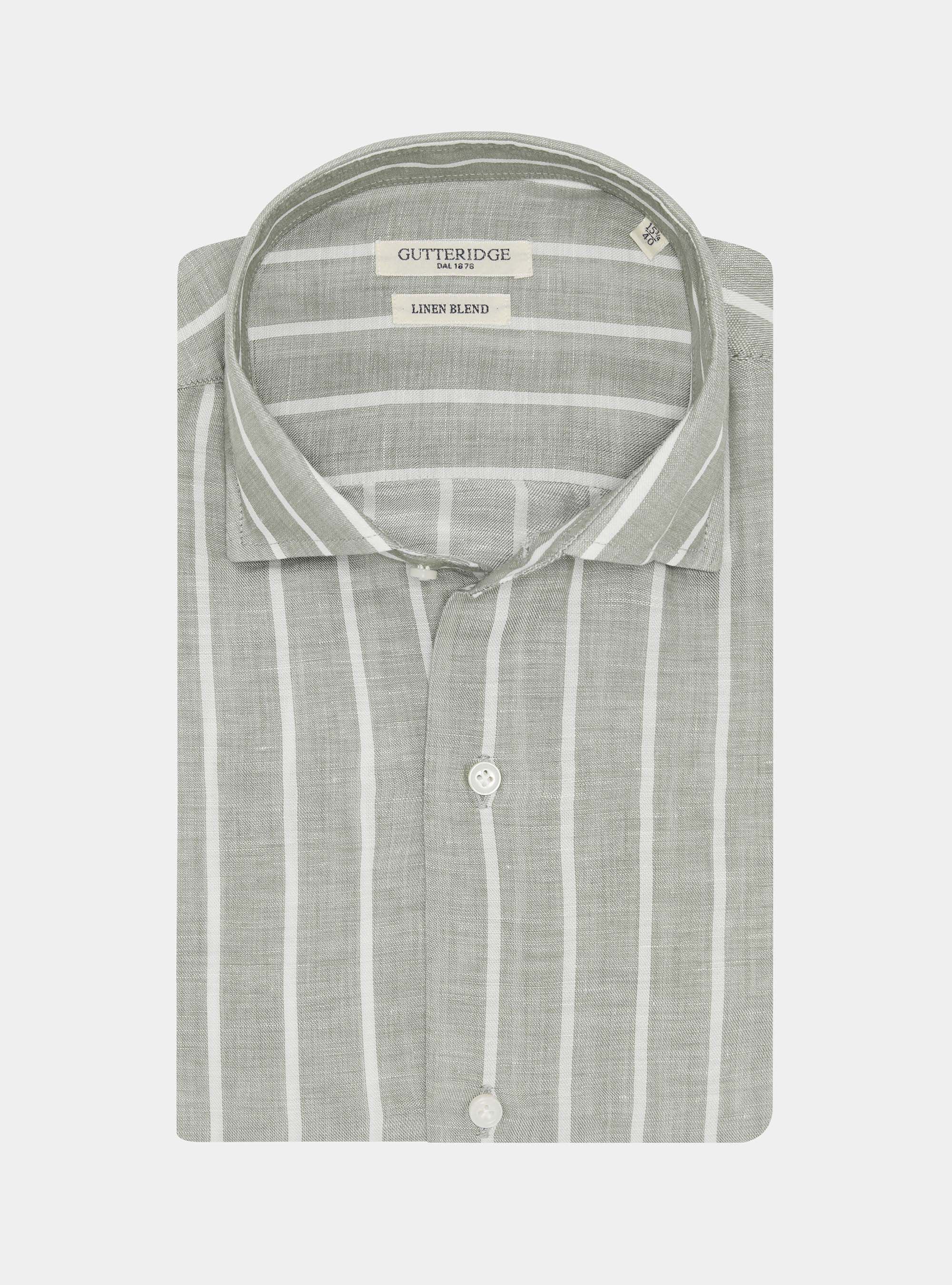 Gestreiftes Hemd aus einer Leinenmischung, SALVIA 0602C