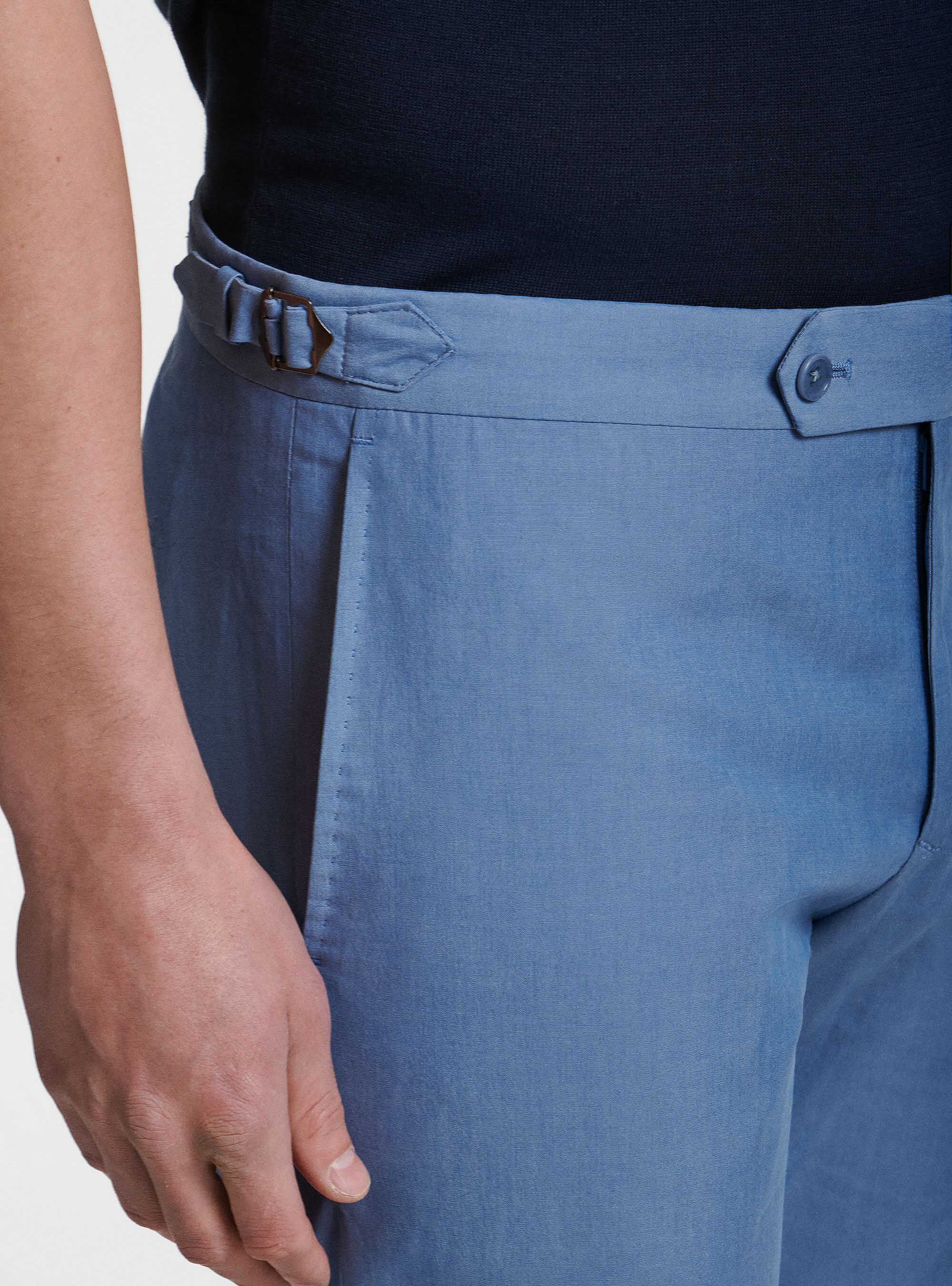 DUEMILAGORI cotton-blend suit trousers, LIGHT BLUE