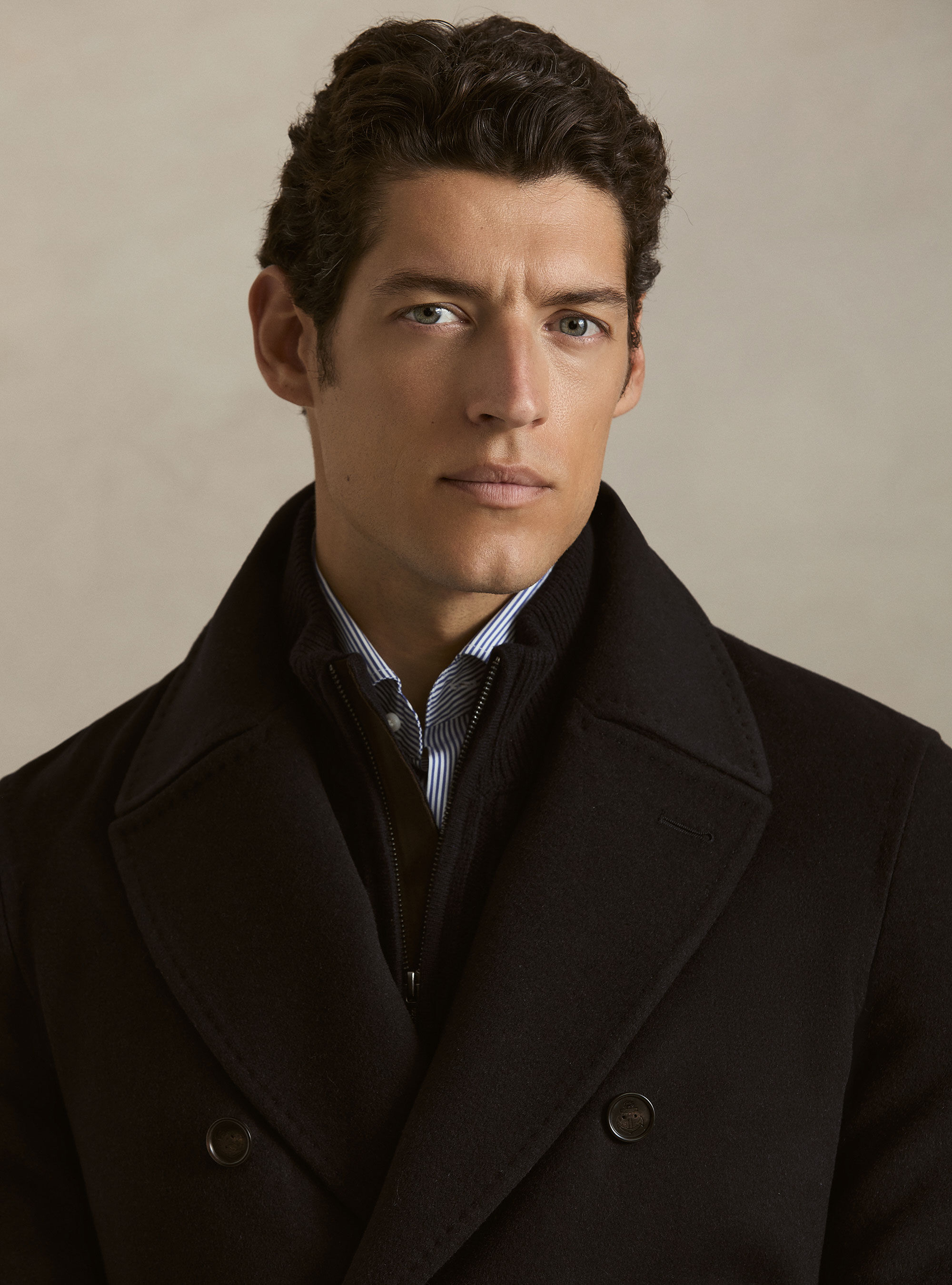 Peacoat de lana y cachemira, AZUL MARINO