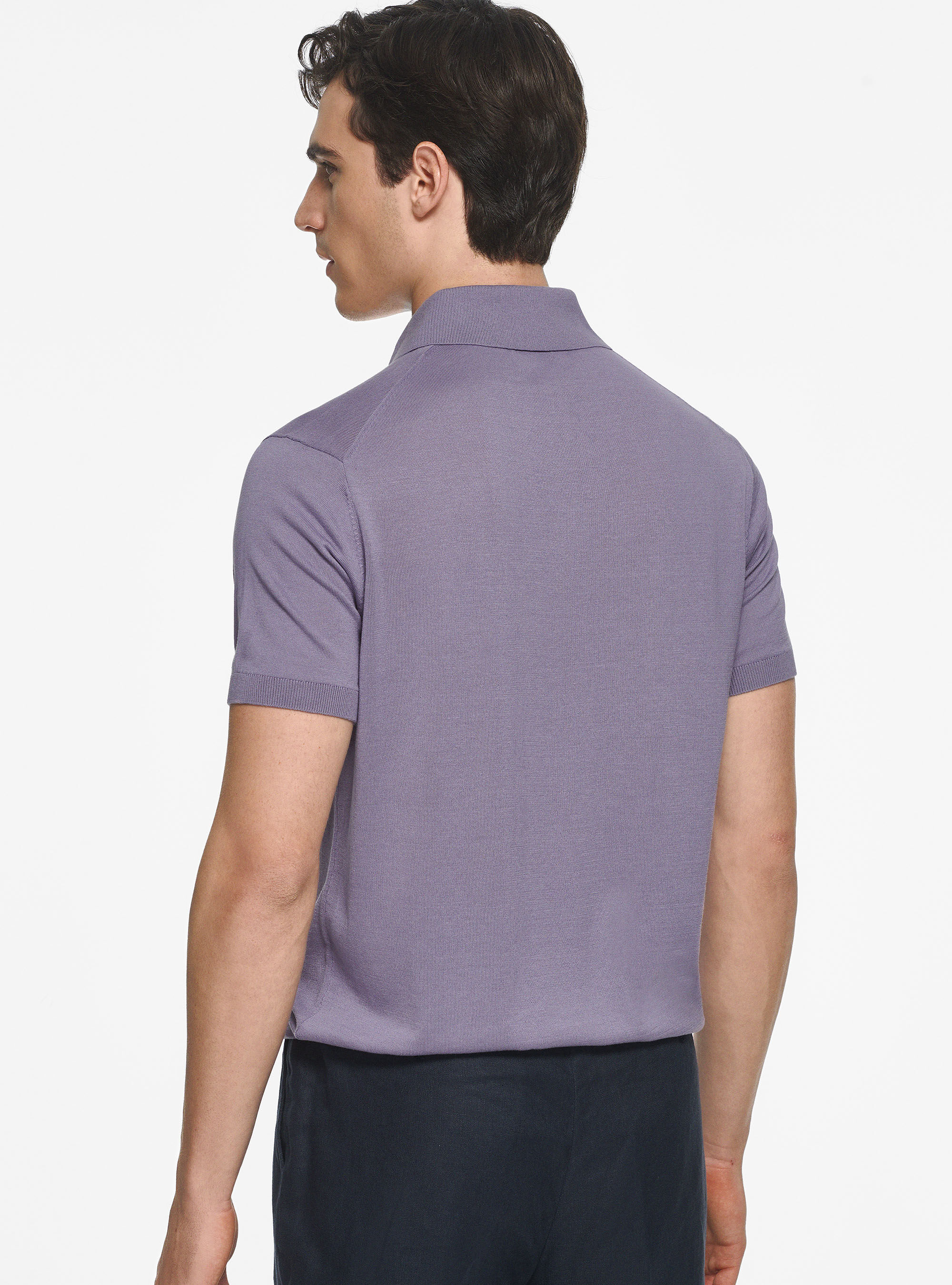 Cotton and silk knit polo shirt