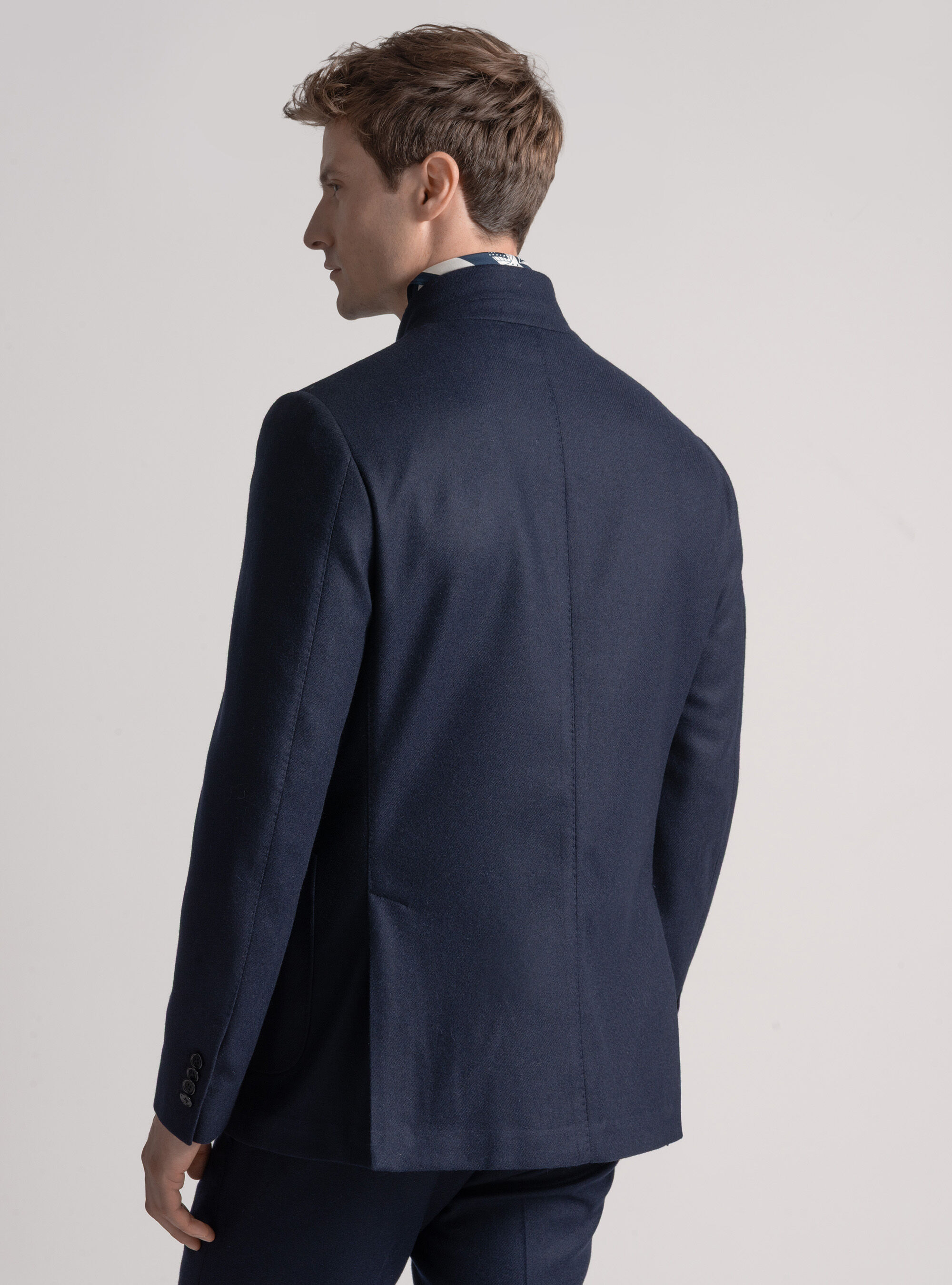 Veste en flanelle de laine cor&eacute;enne, BLEU MARINE