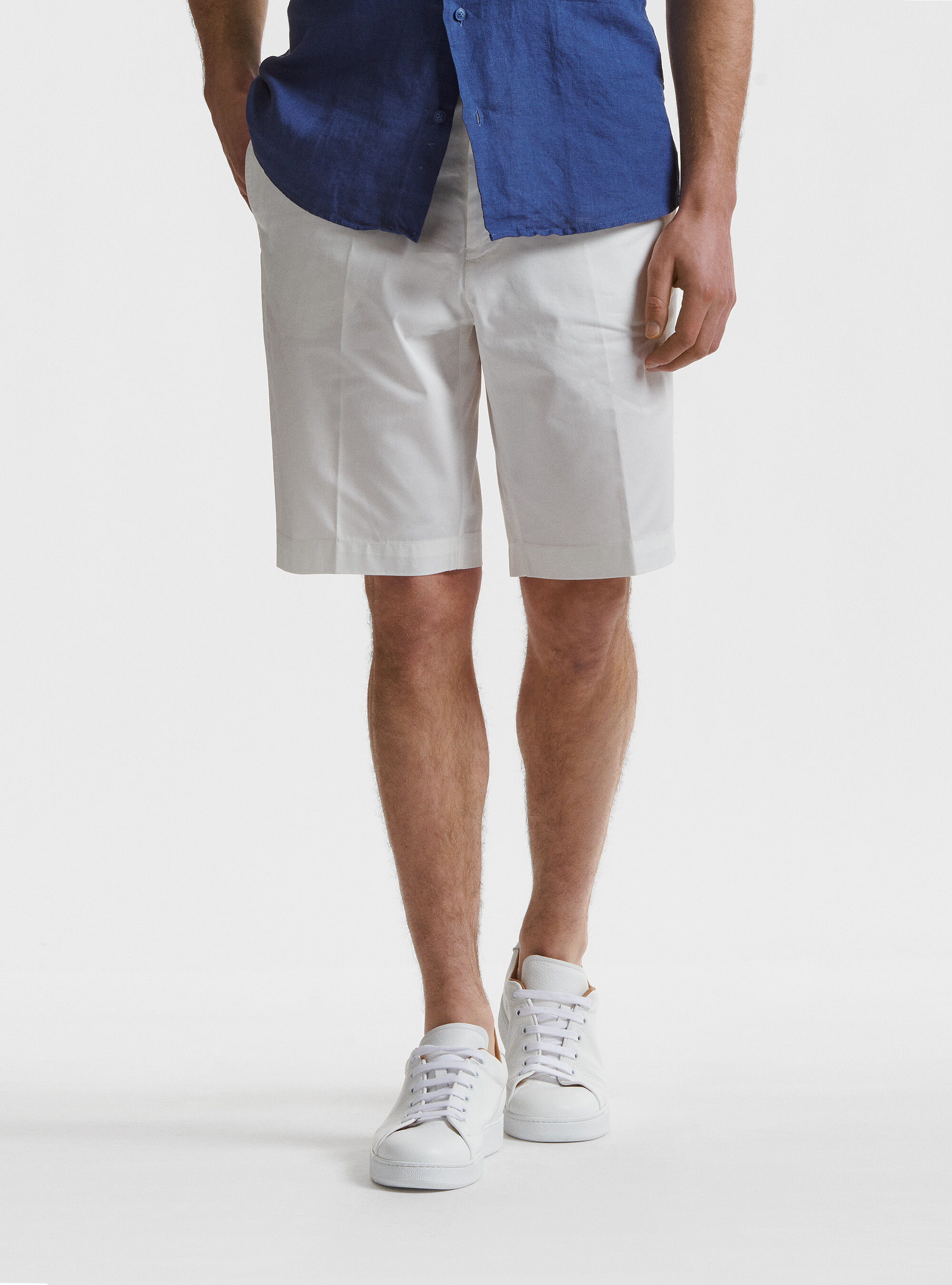 Lightweight twill shorts, WHITE