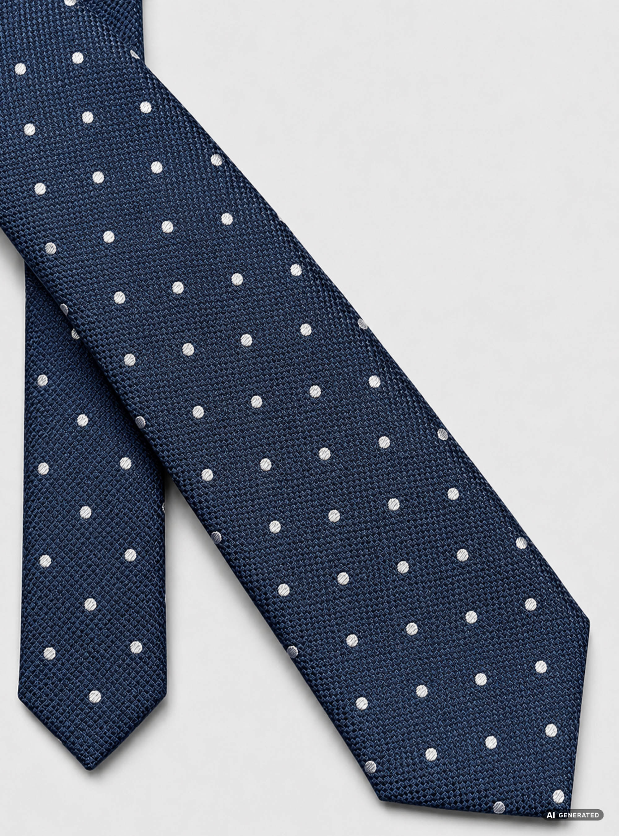 Cravatta in seta a pois jacquard, BLU MARINO/BIANCO