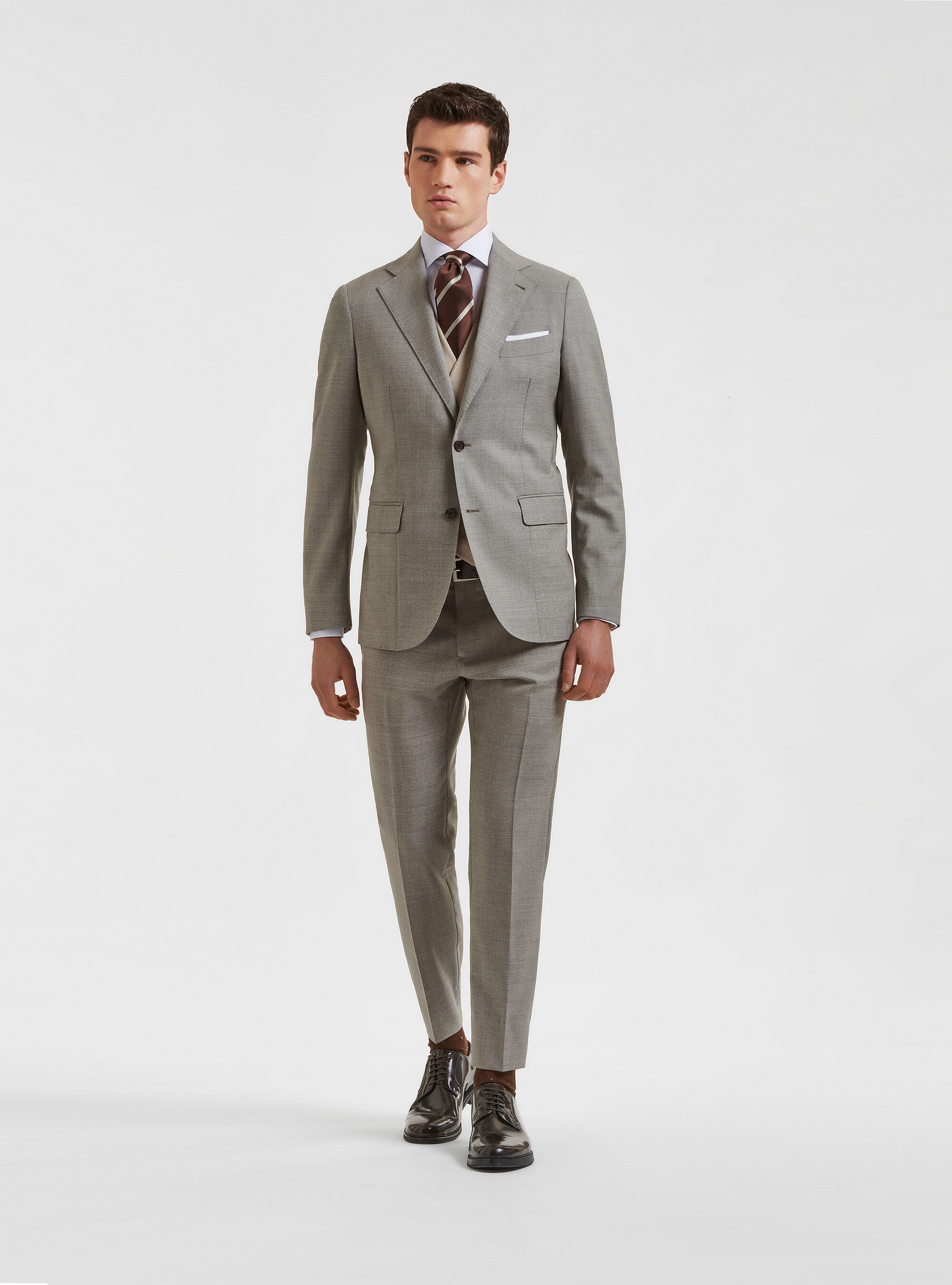 Ecru suit in pure VBC wool