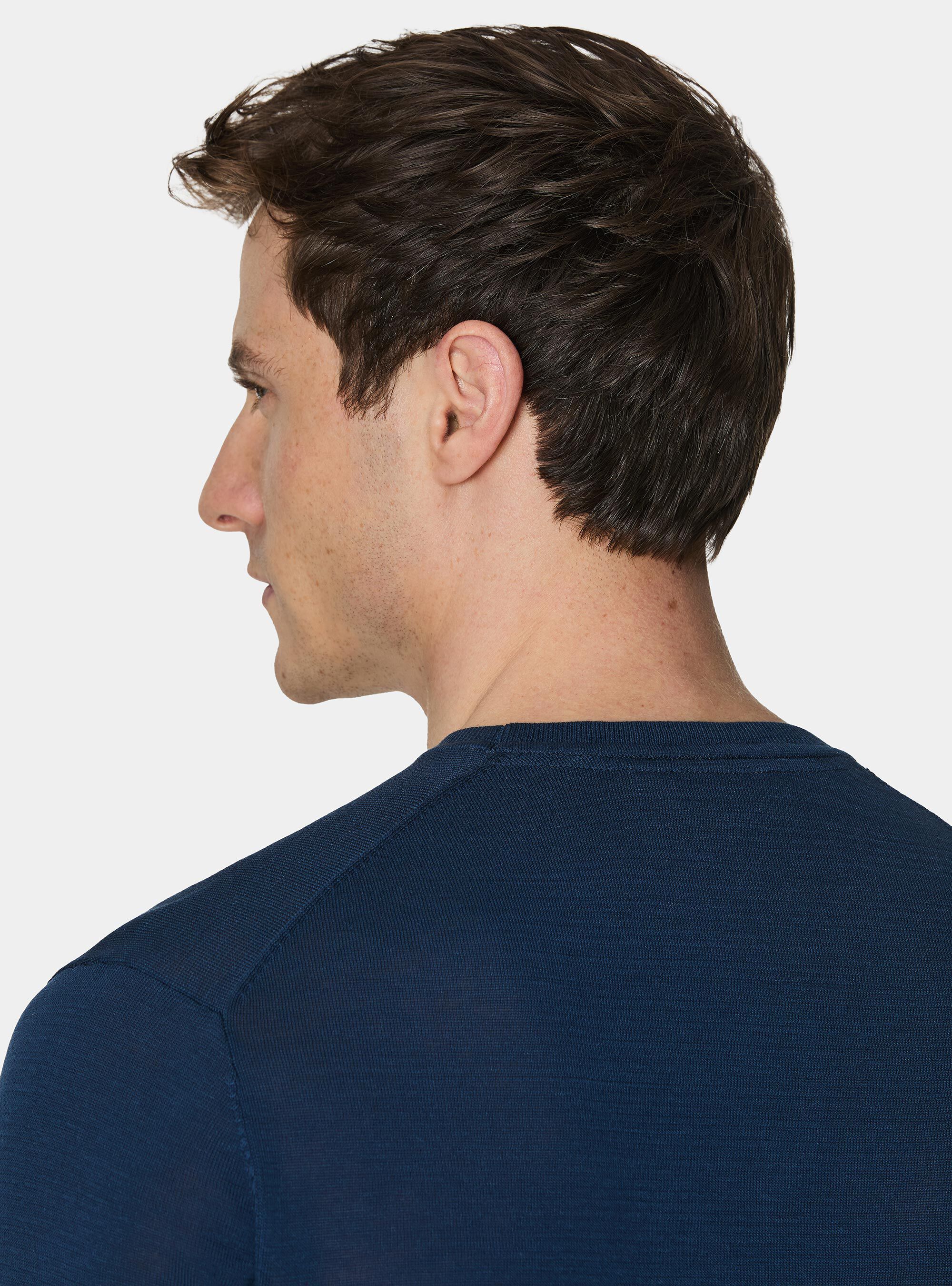 Cotton and silk crew neck sweater, INK