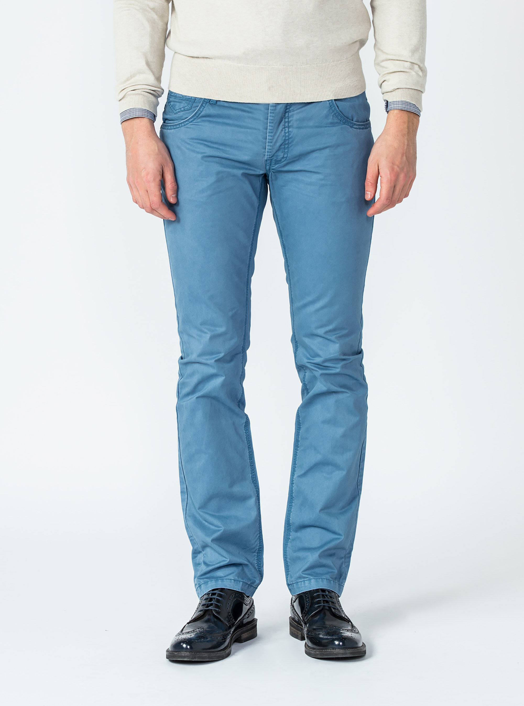 Pantaloni 5 tasche gabardina leggera, AZZURRO 0276C