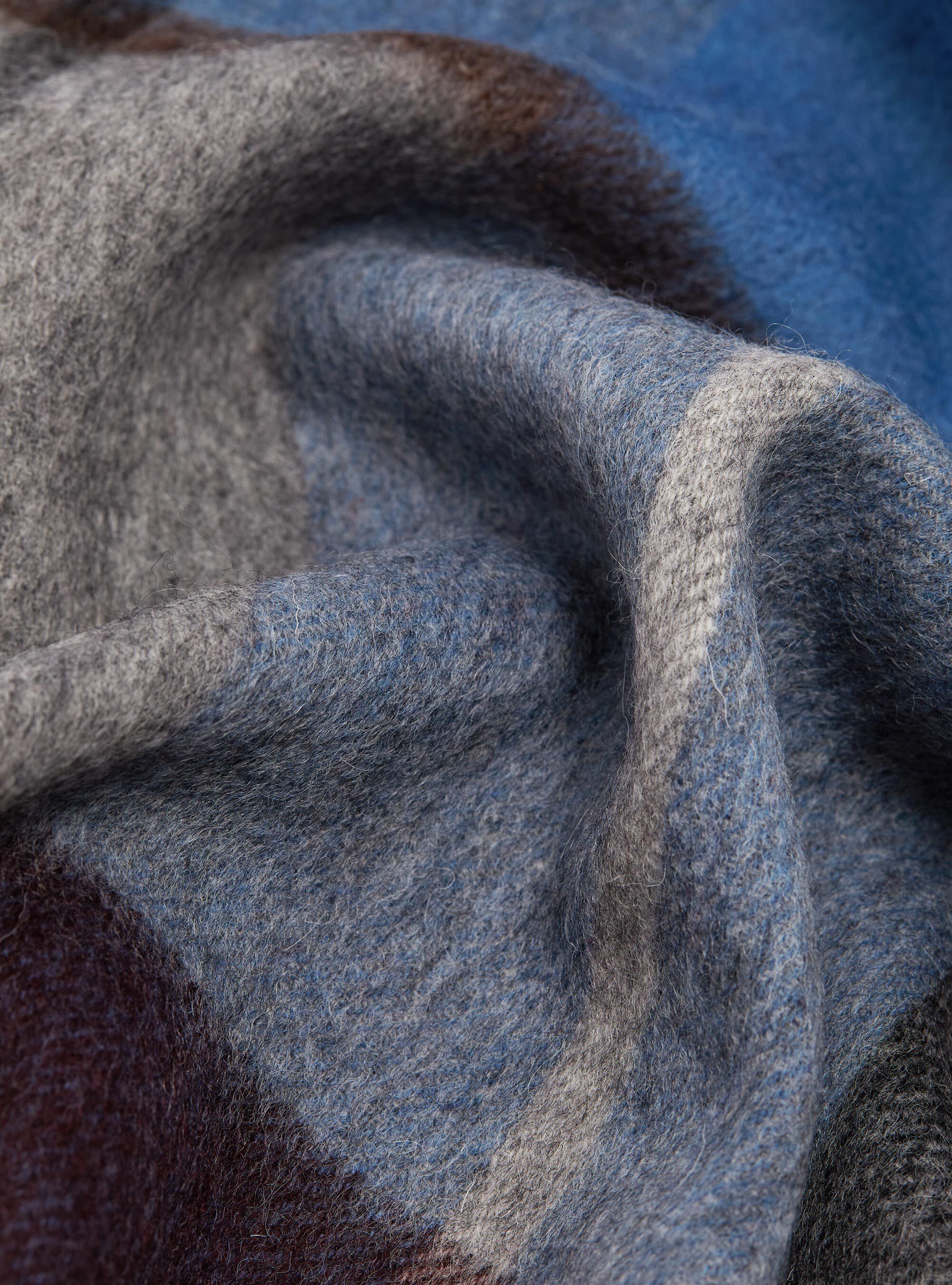 Sciarpa in lana a quadri, AZUL MEDIO