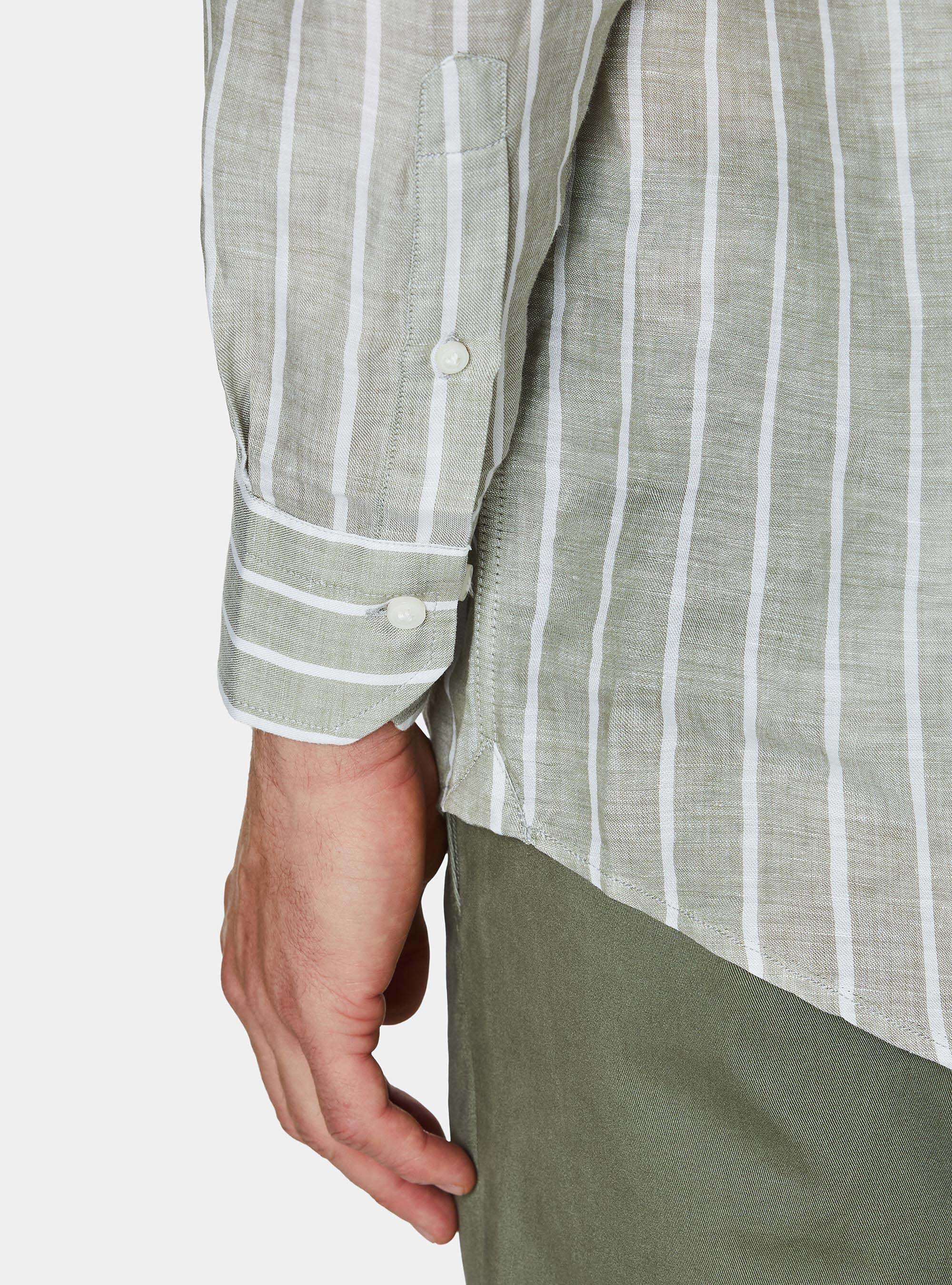 Gestreiftes Hemd aus einer Leinenmischung, SALVIA 0602C