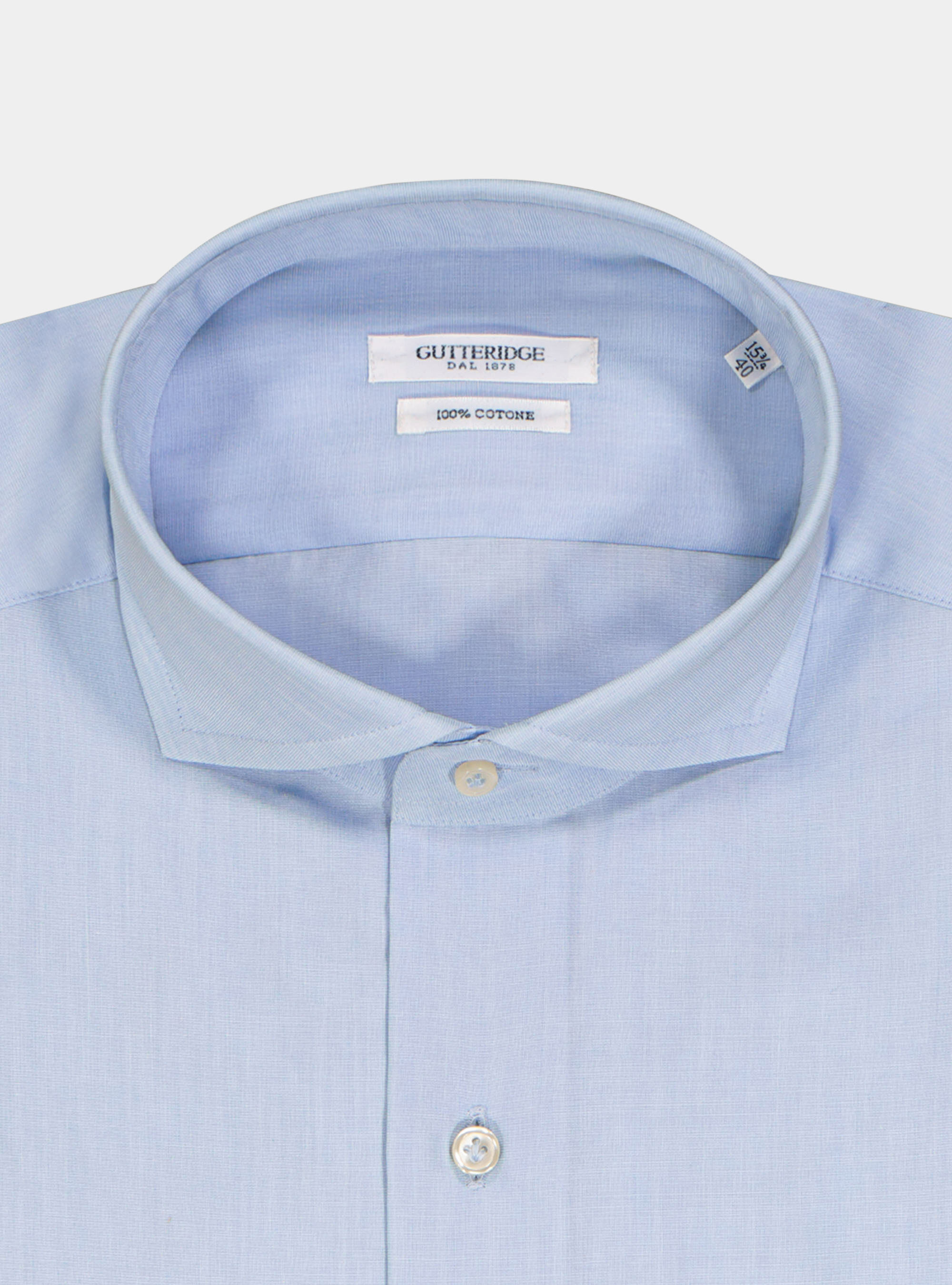 Camicia fil a fil collo francese, AZZURRO