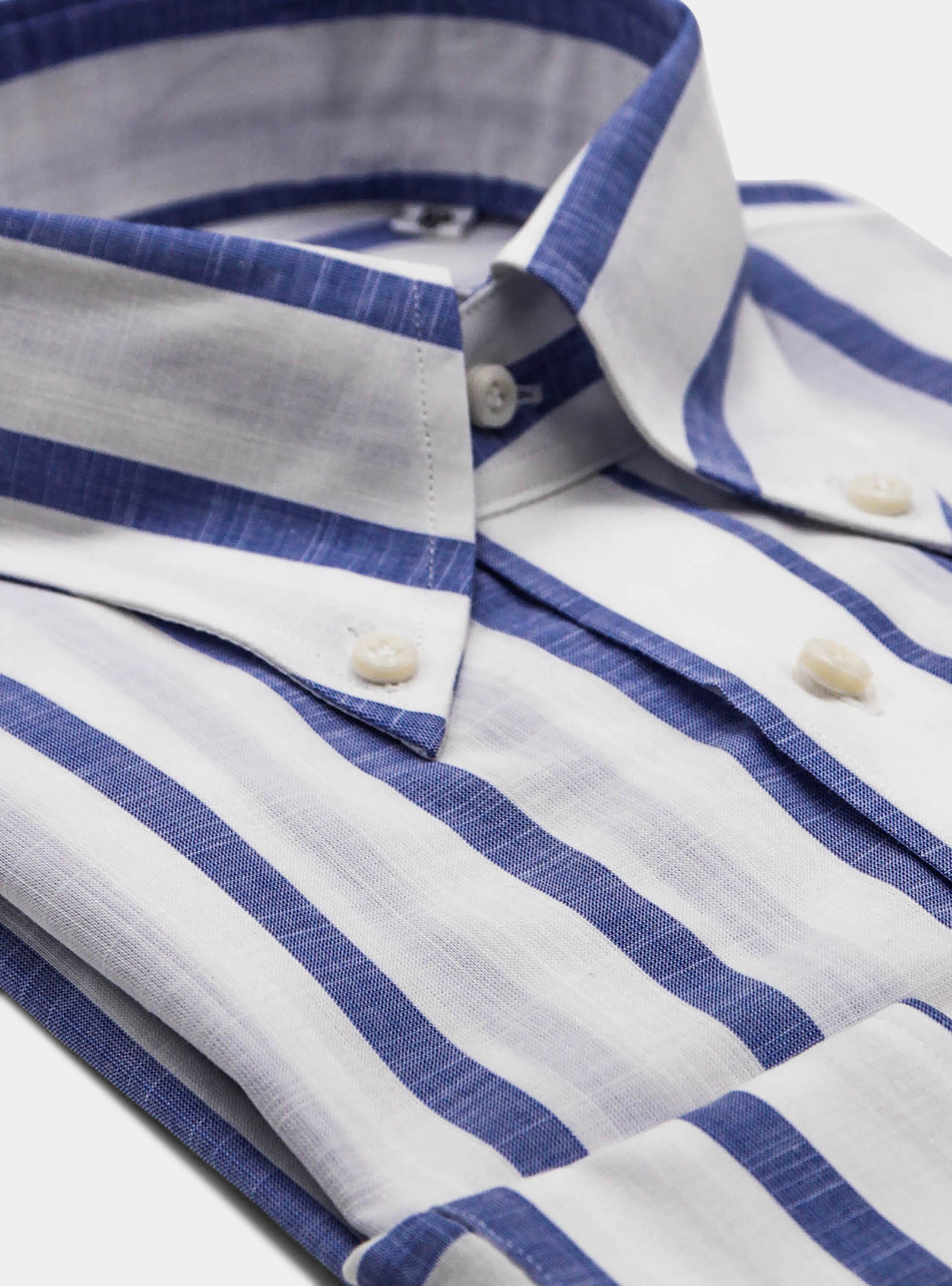 Button-down collar cotton muslin shirt, BLUE