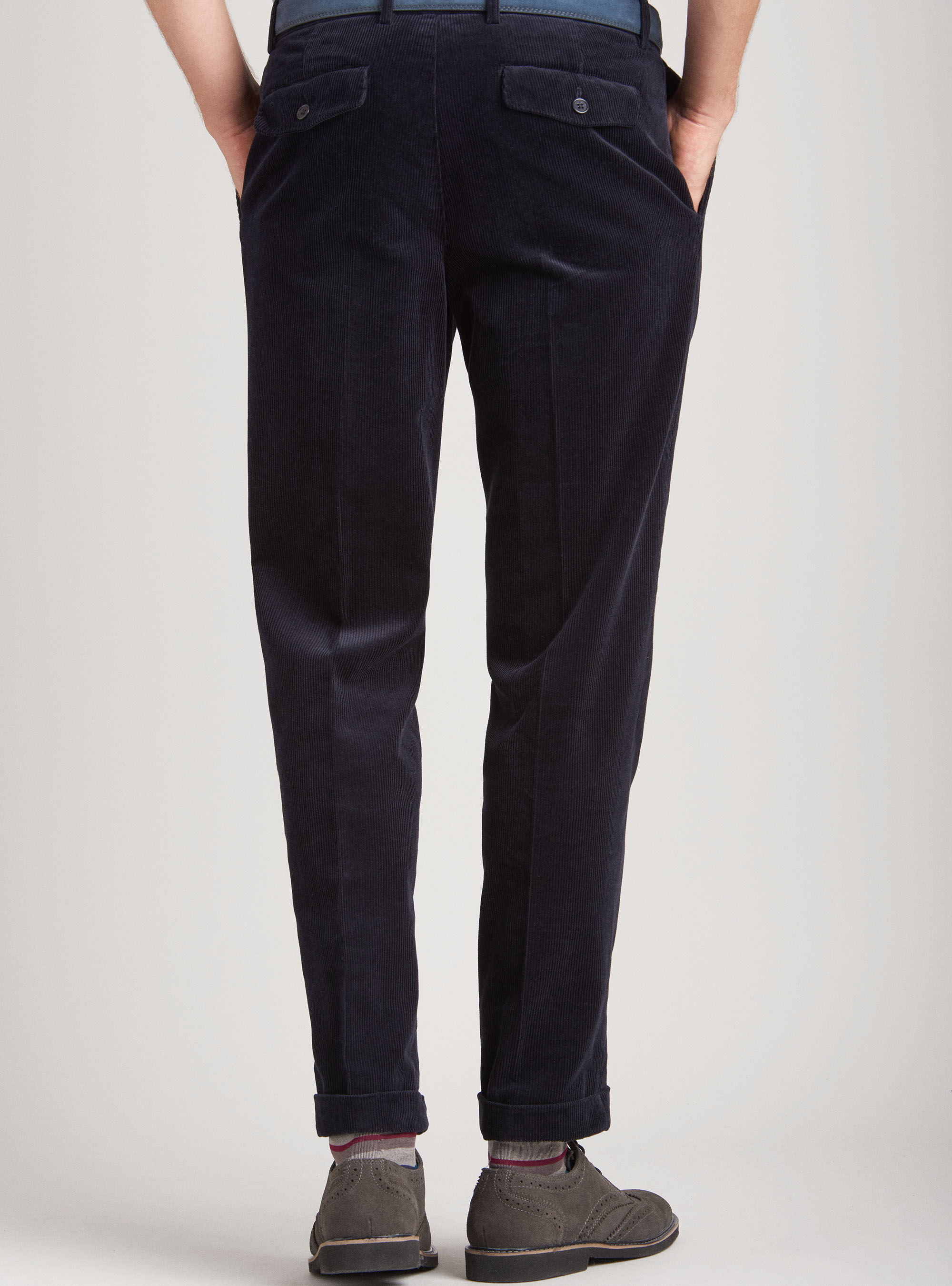 Pantaloni chino in velluto di cotone, BLU NAVY