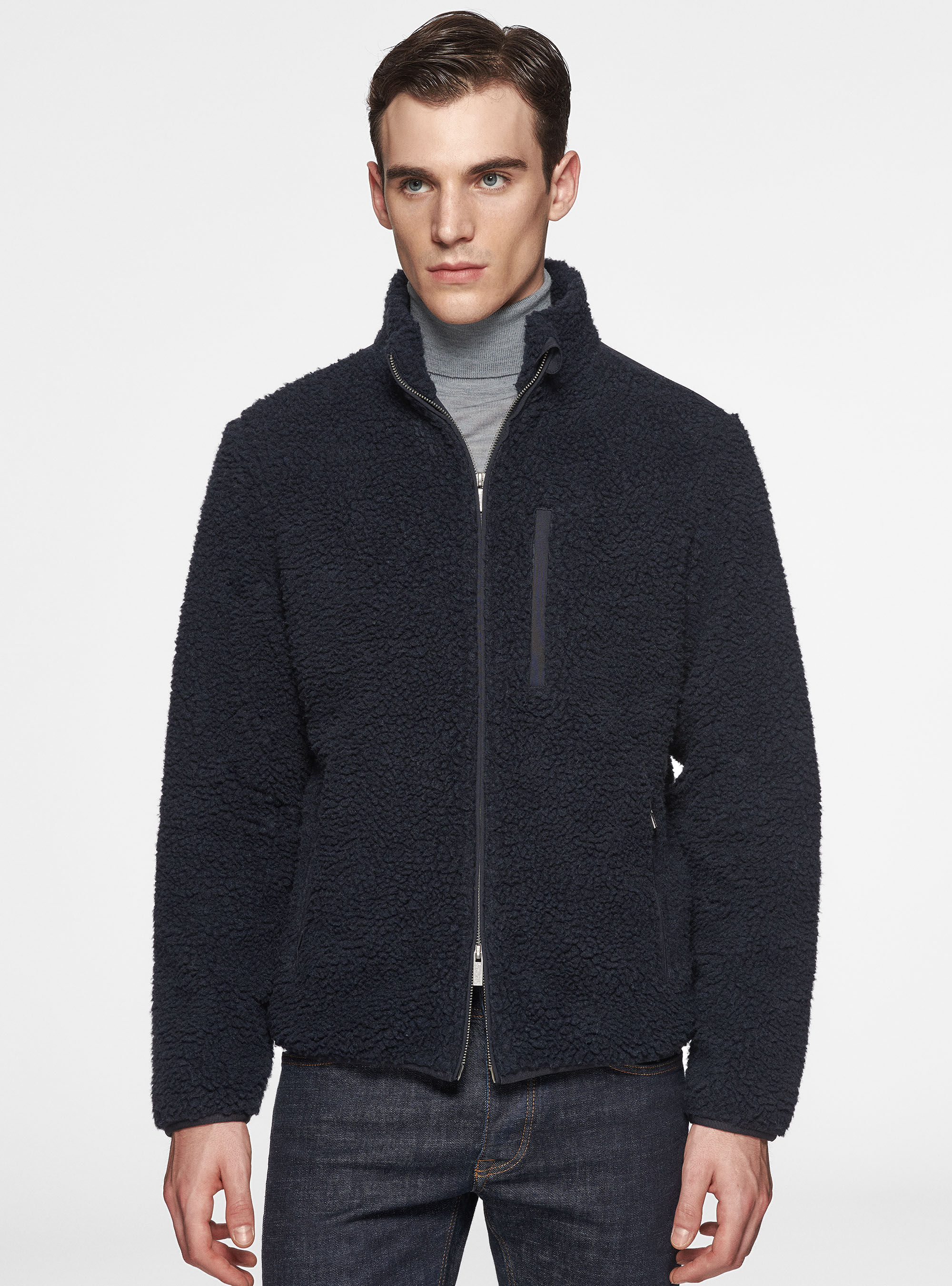 Navy sherpa coat discount
