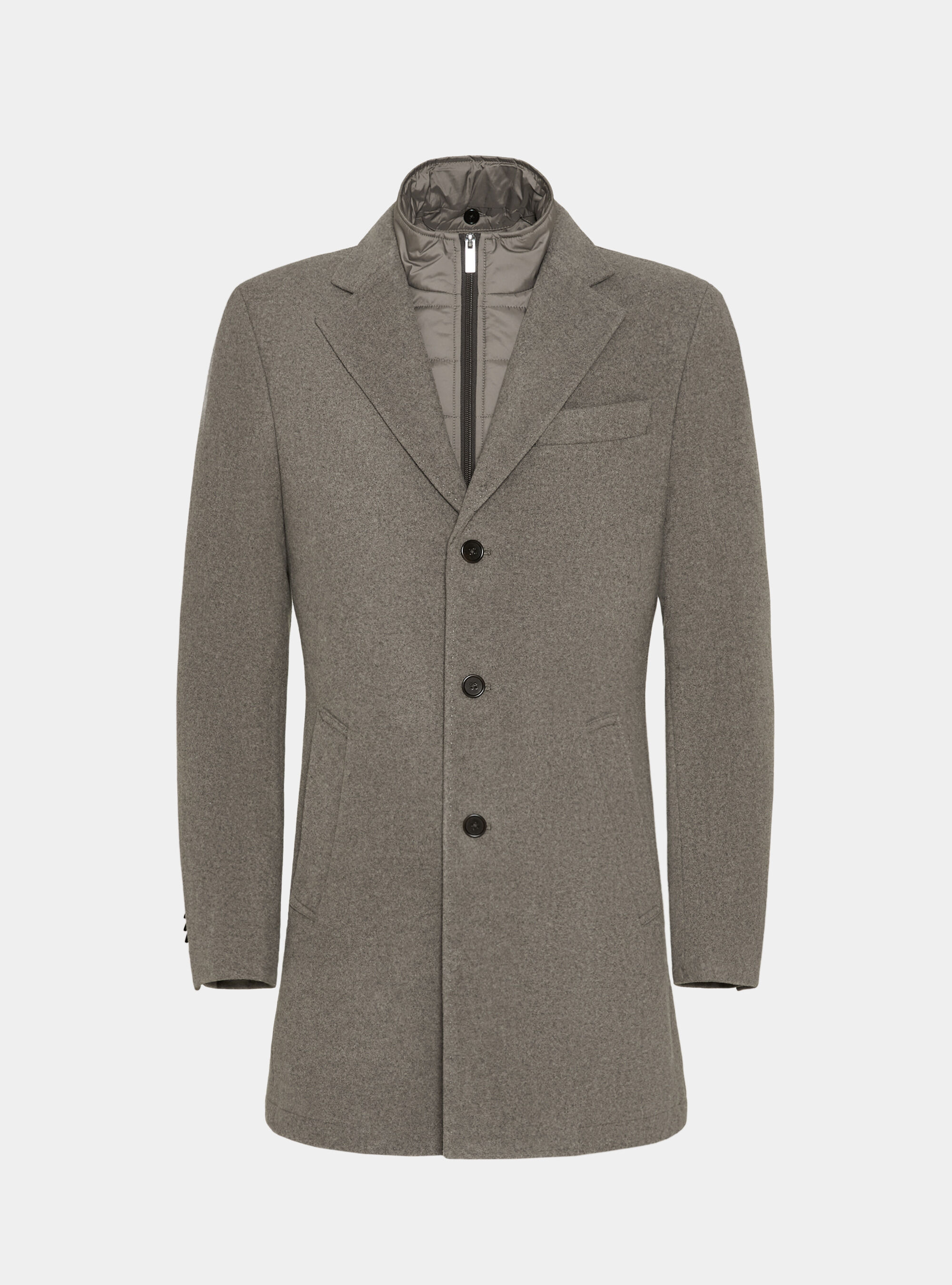 Wool-blend coat with bib, MUD