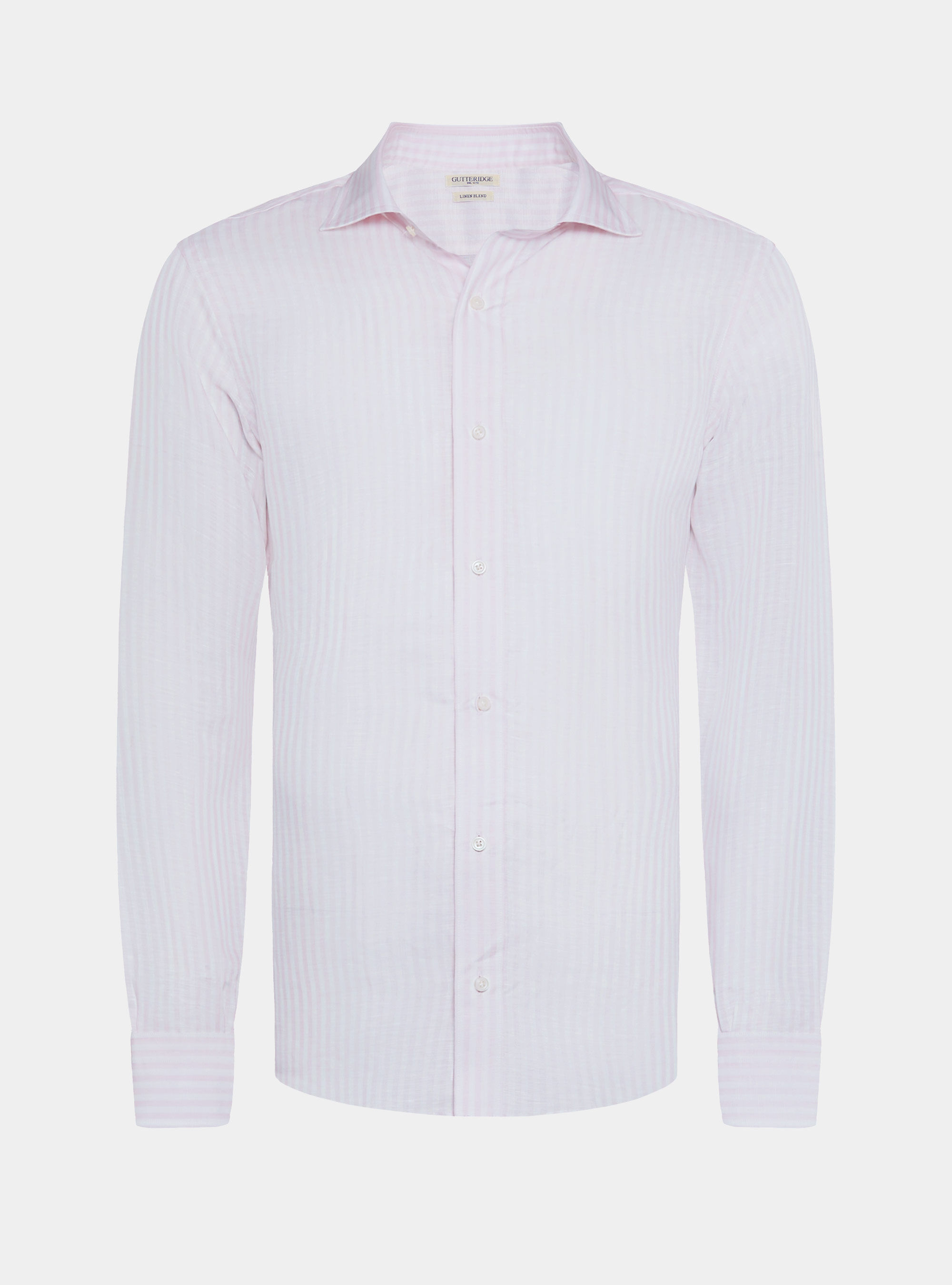 Camicia rigata in misto lino, ROSA