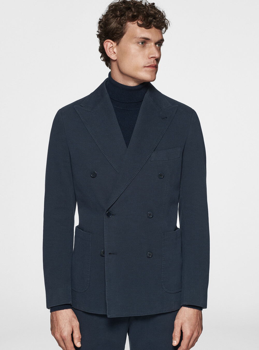 Double-breasted blazer in cotton cashmere - Main Image