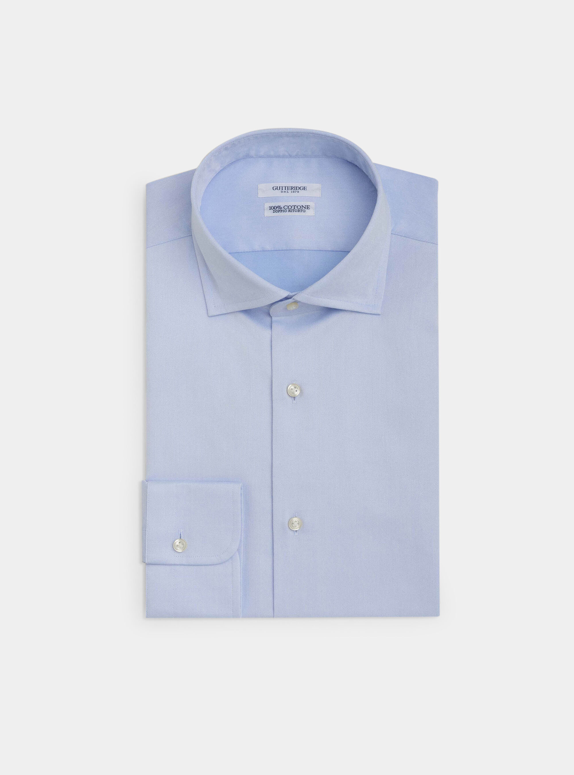Chemise col francais semi ouvert en serge de coton