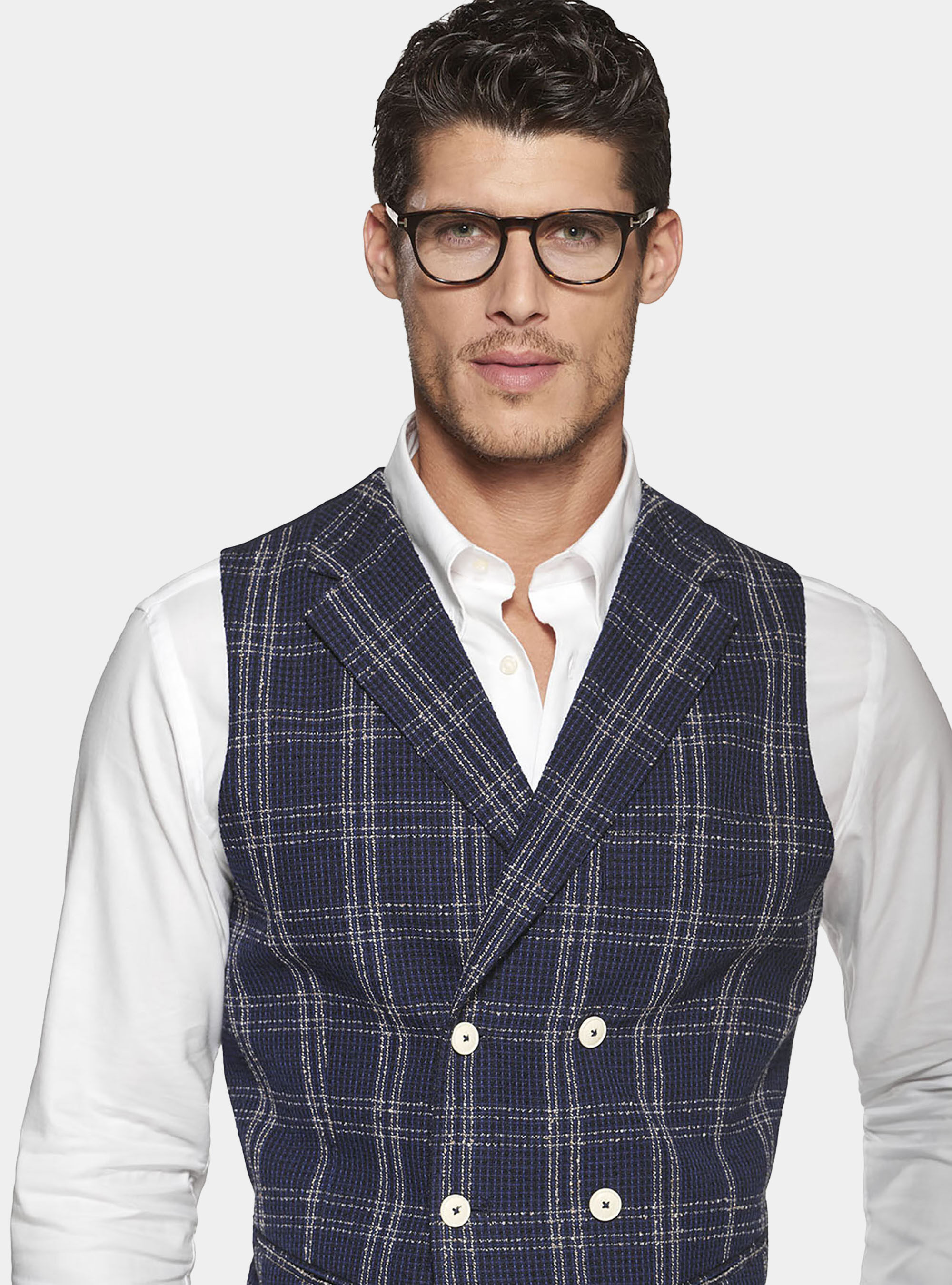 double breasted check waistcoat