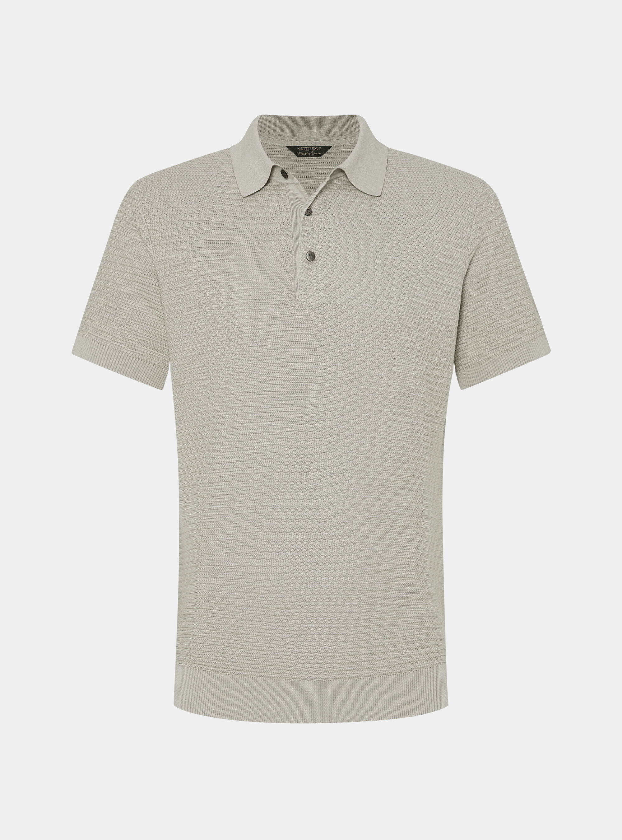 Textured cotton knit polo shirt, SAND