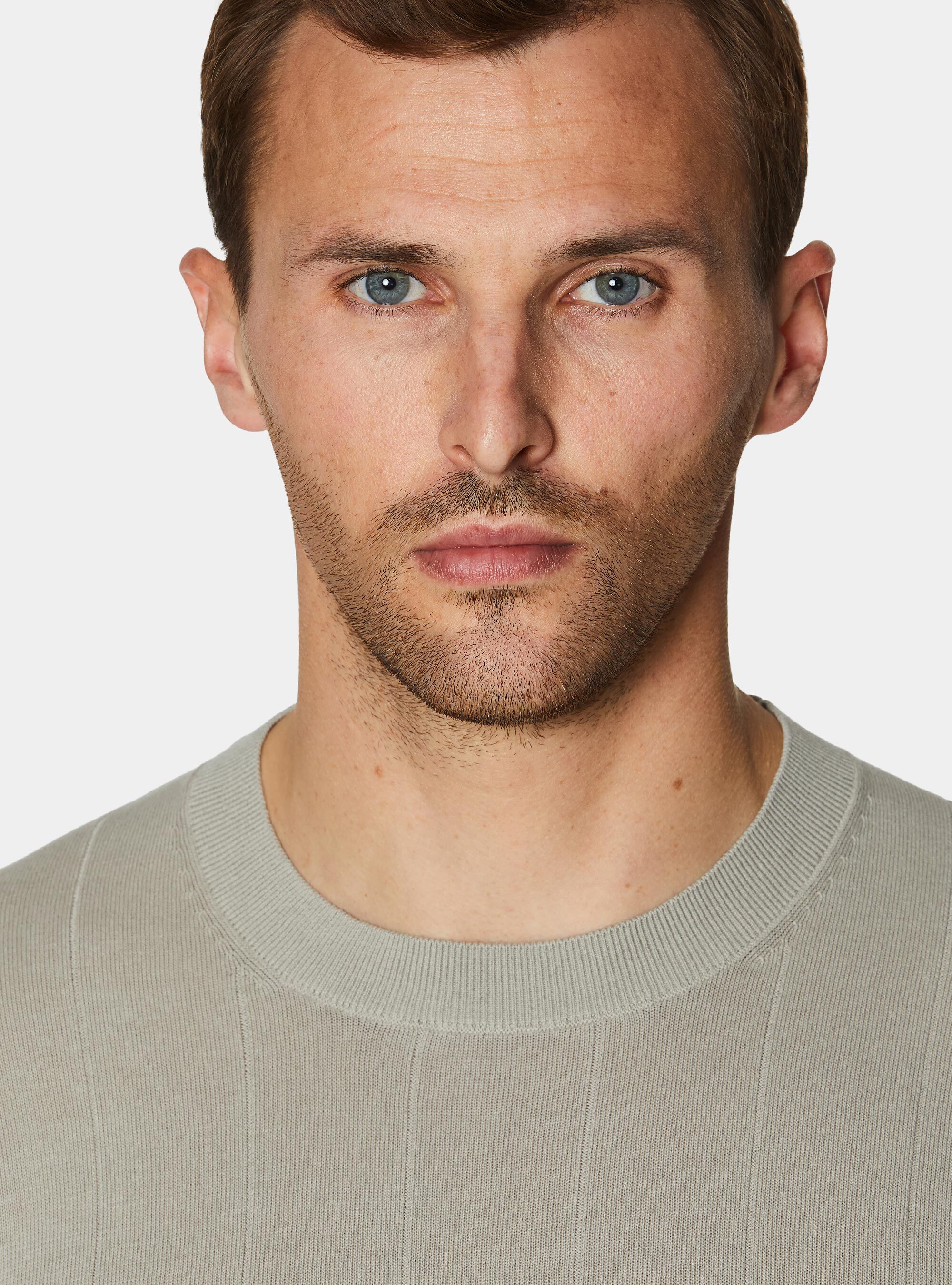 Maglia in puro cotone costa piatta, SABBIA